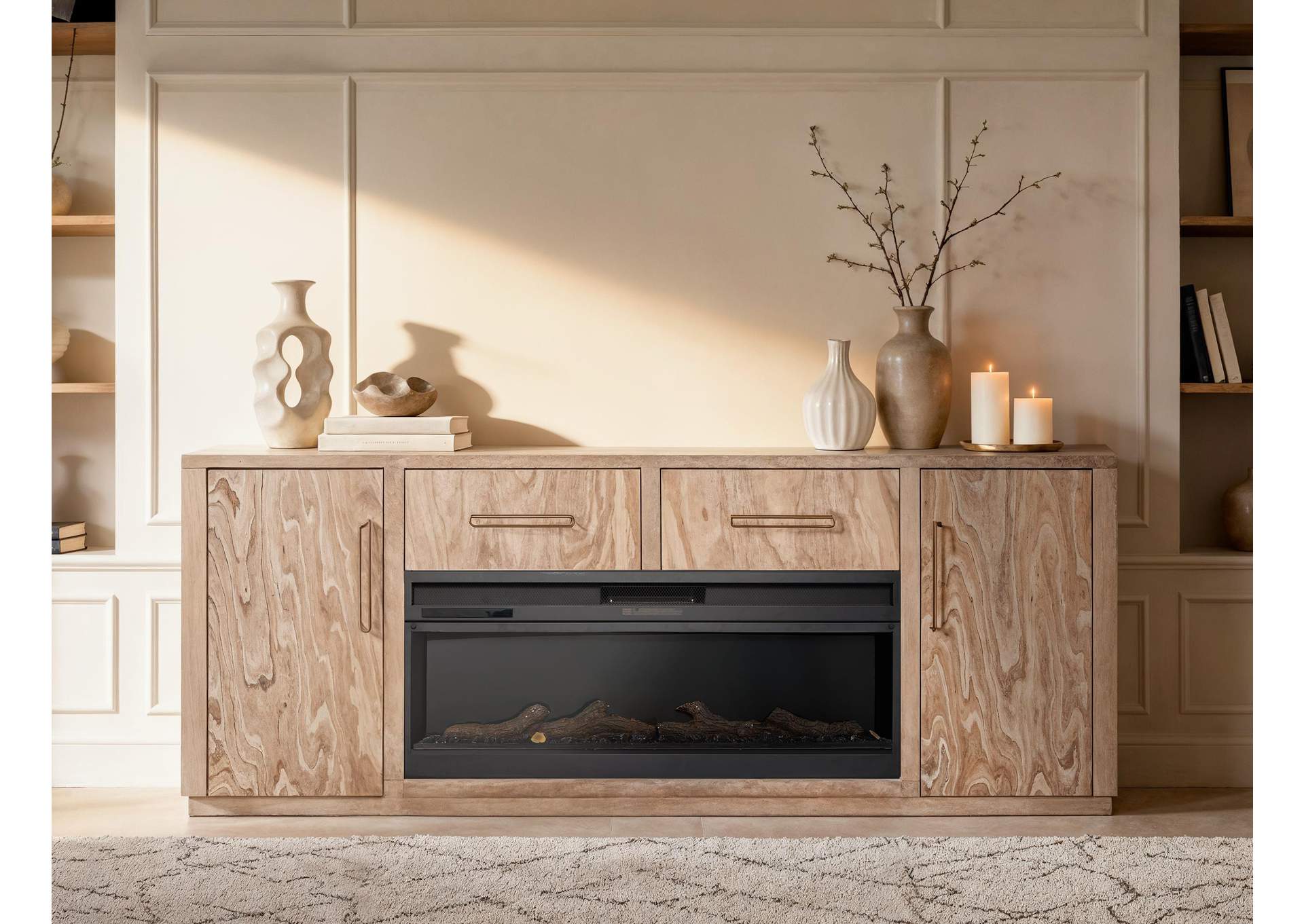 White Balam TV Stand For Fire Place image 7