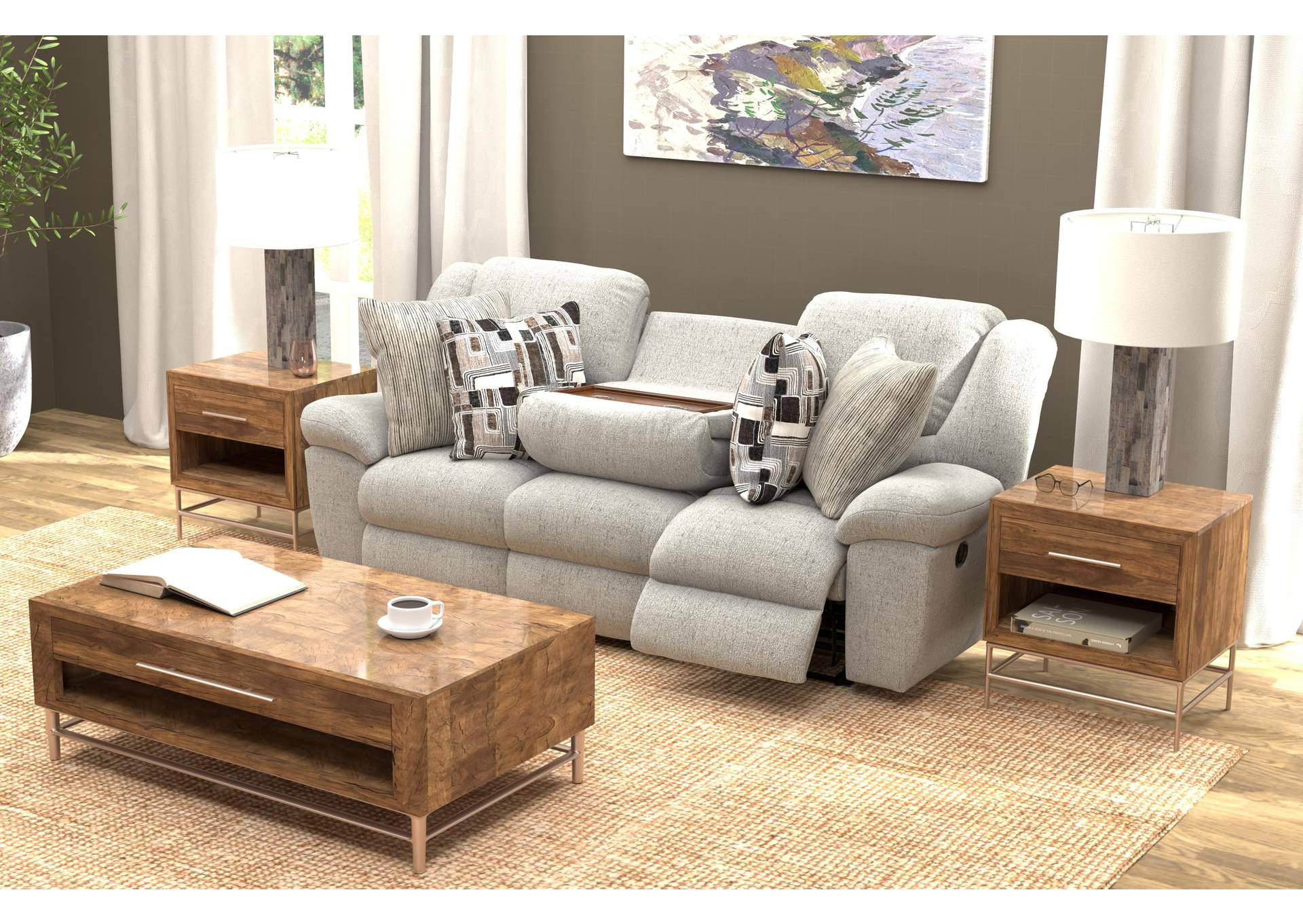 Trifecta Sofa with 3 Recliners and Drop Down Table image 4