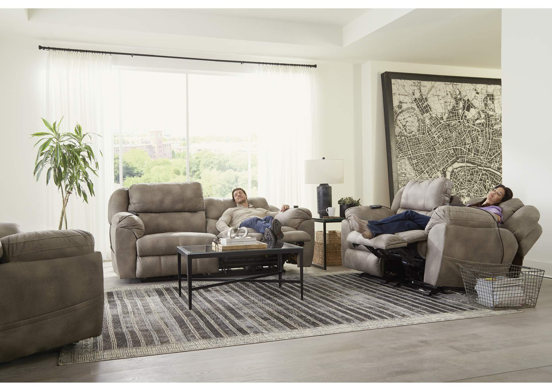 Flynn Power Head with Lumbar Power Lay Flat Recliner Sofa with Dual Heat & Massage image 7