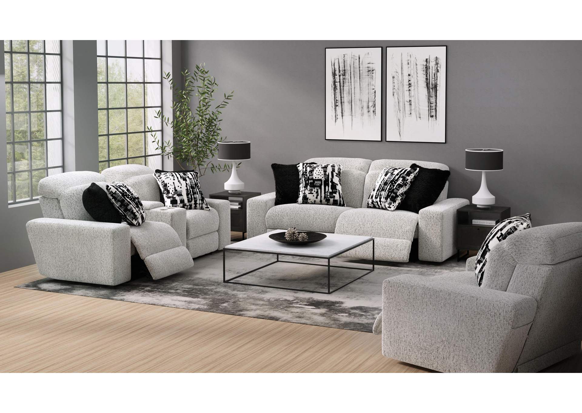 Darby Power Adjustable Headrest Power Reclining Console Loveseat image 1