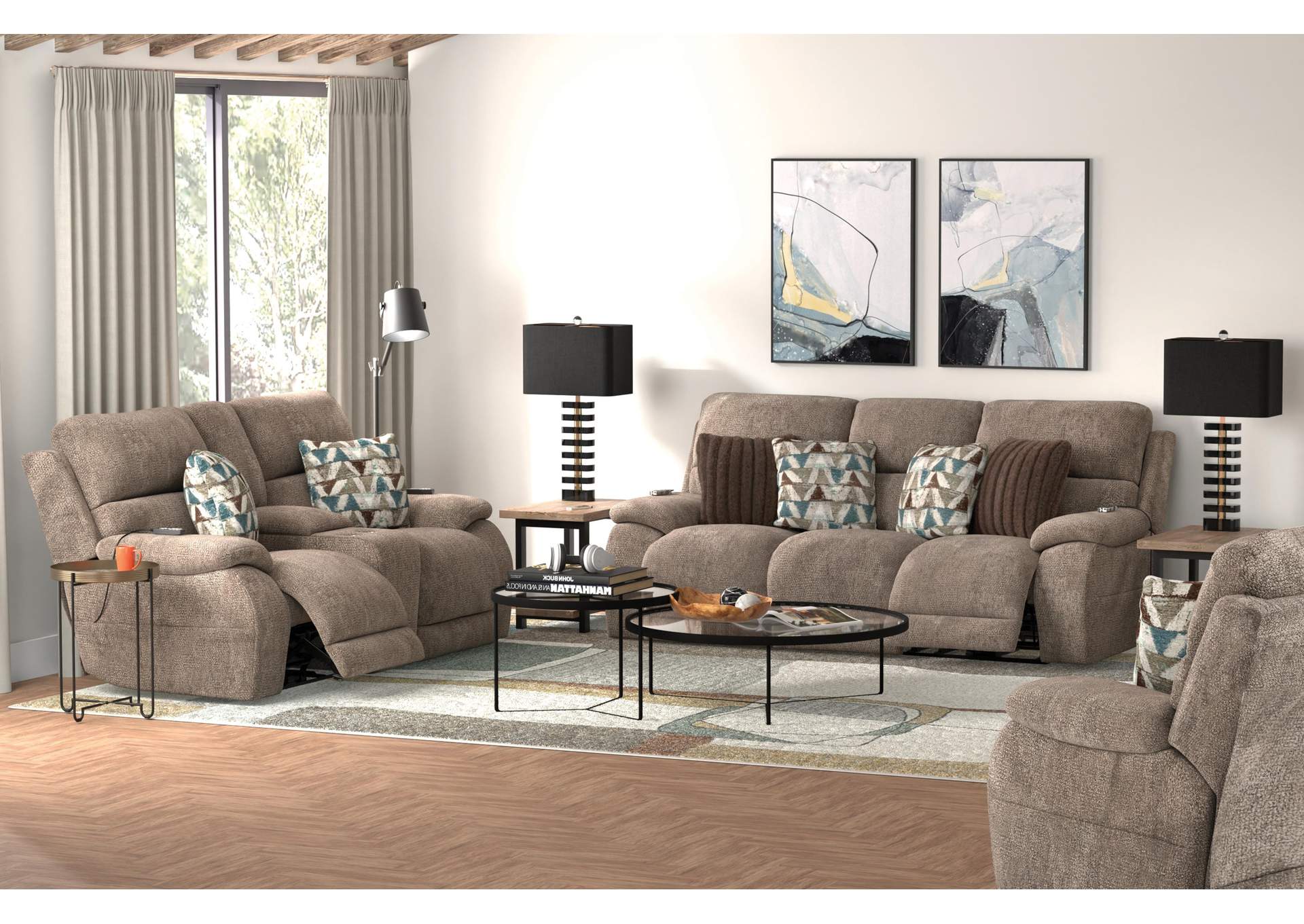 Joya Power Headrest Power Lay Flat Reclining Console Loveseat with CR3 Heat and Massageage - Lumbar - Zg image 1