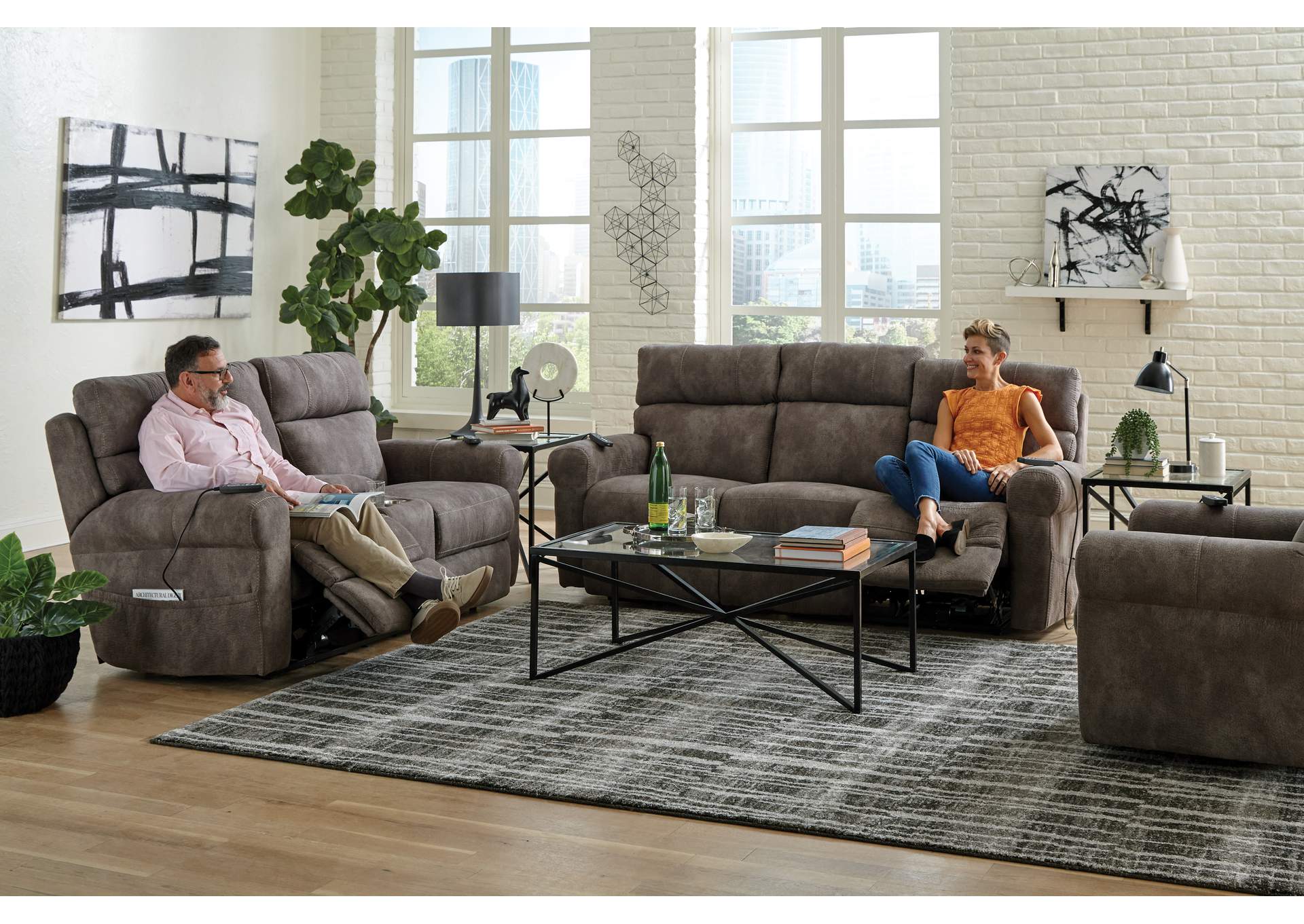 Tranquility Power Headrest Power Layflat Recliner Sofa with Ddt, Cr3 Heat, Massage, Lumbar image 3