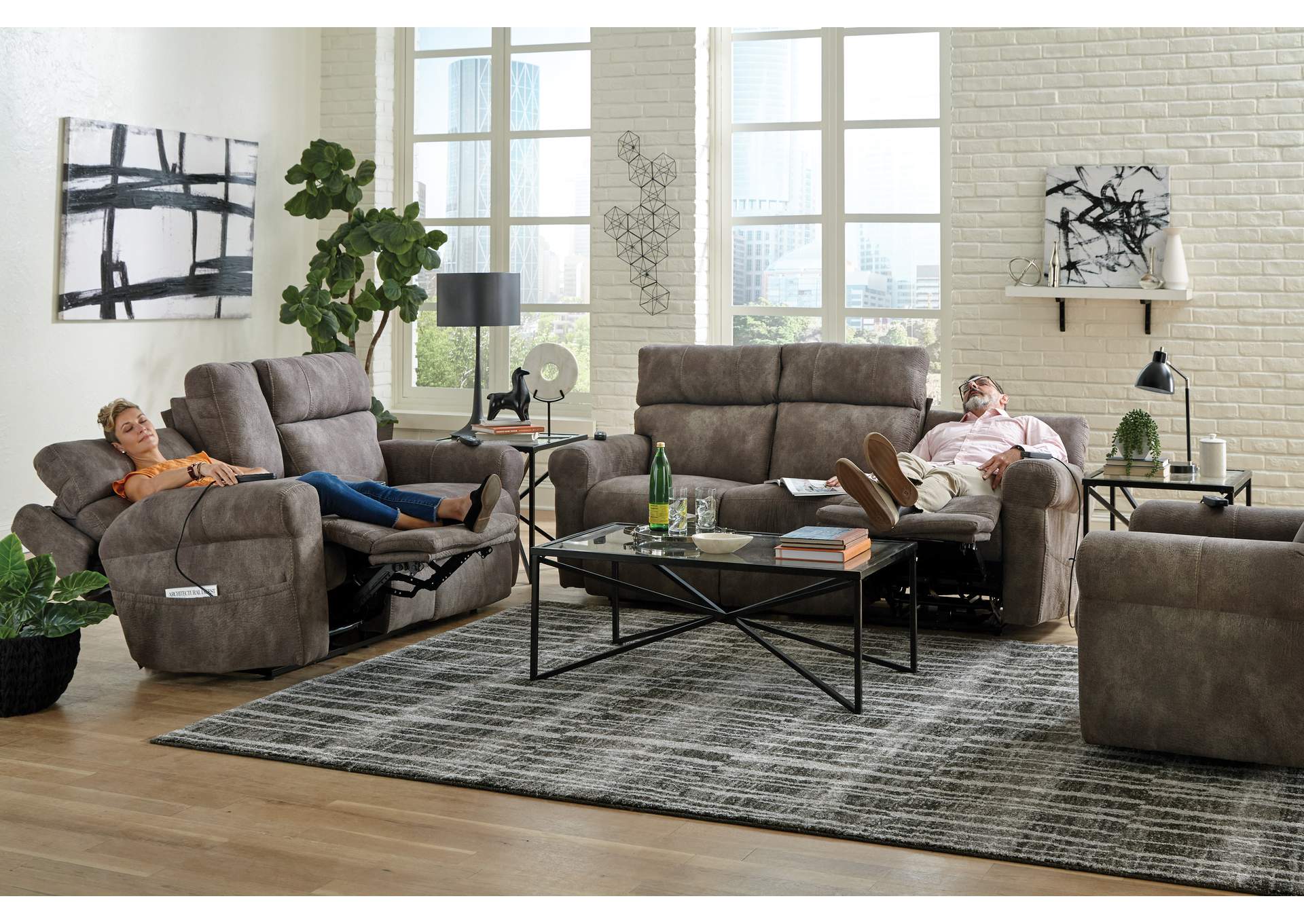 Tranquility Power Headrest Power Layflat Recliner Sofa with Ddt, Cr3 Heat, Massage, Lumbar image 4
