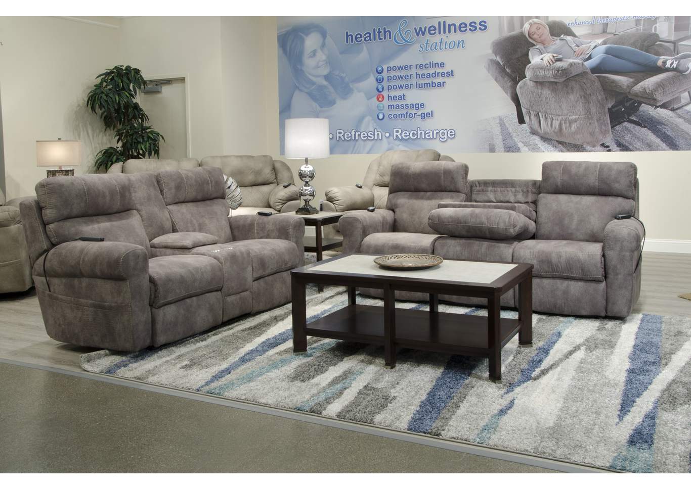 Tranquility Power Headrest Power Layflat Recliner Sofa with Ddt, Cr3 Heat, Massage, Lumbar image 10