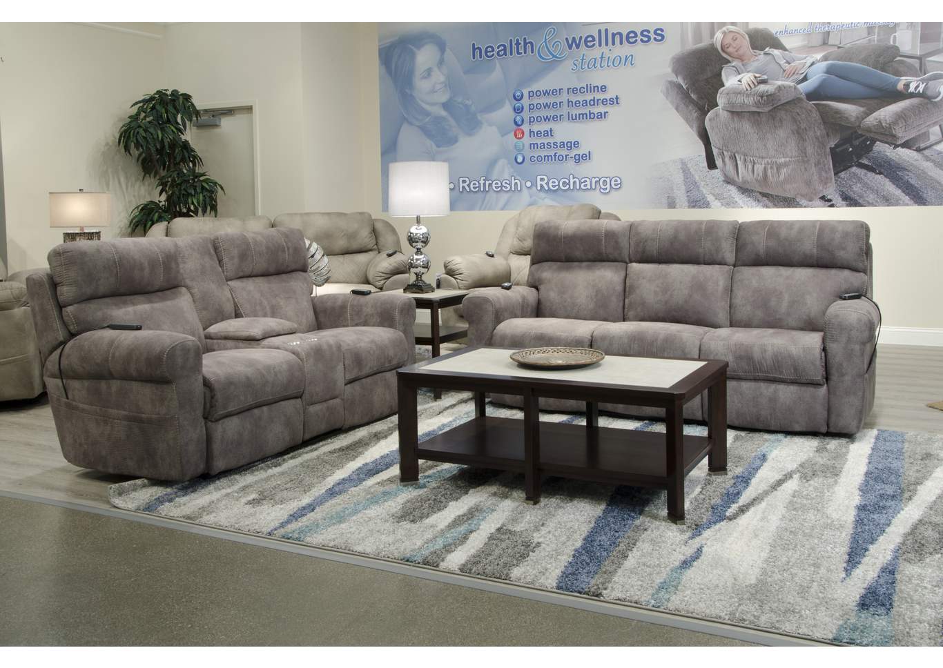 Tranquility Power Headrest Power Layflat Recliner Sofa with Ddt, Cr3 Heat, Massage, Lumbar image 11