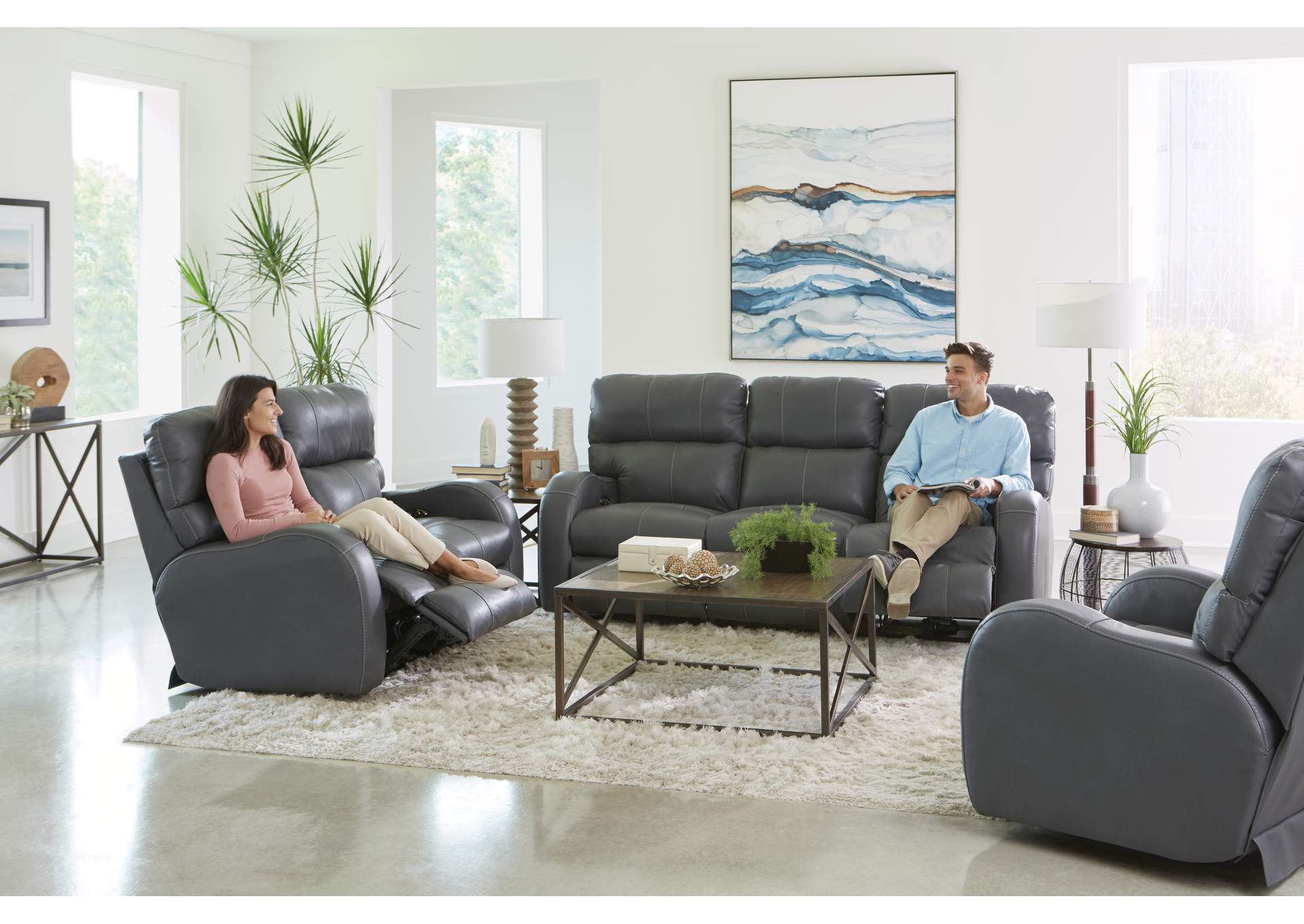 Angelo Power Headrest Power Layflat Reclining Sofa image 1