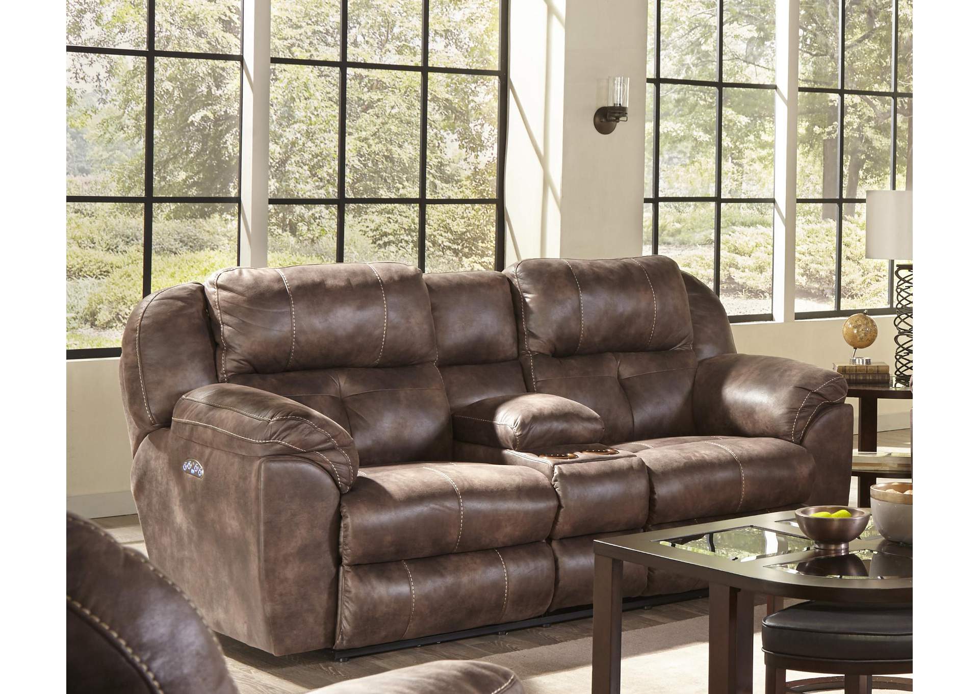 Ferrington Power Headrest Power Lay Flat Reclining Console Loveseat image 6