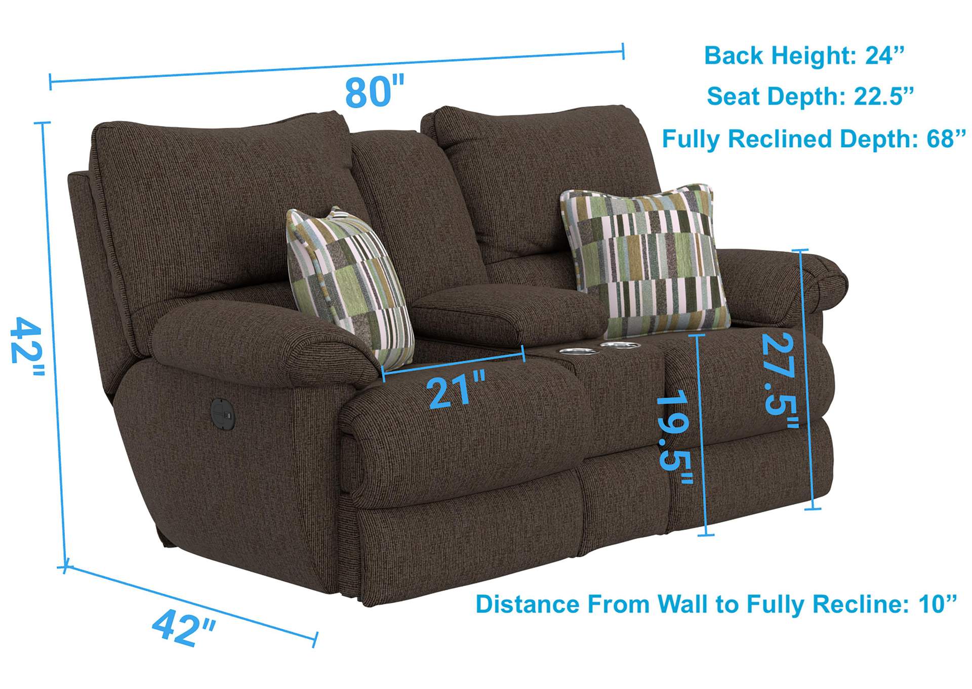 Lenny Power Lay Flat Reclining Console Loveseat image 9