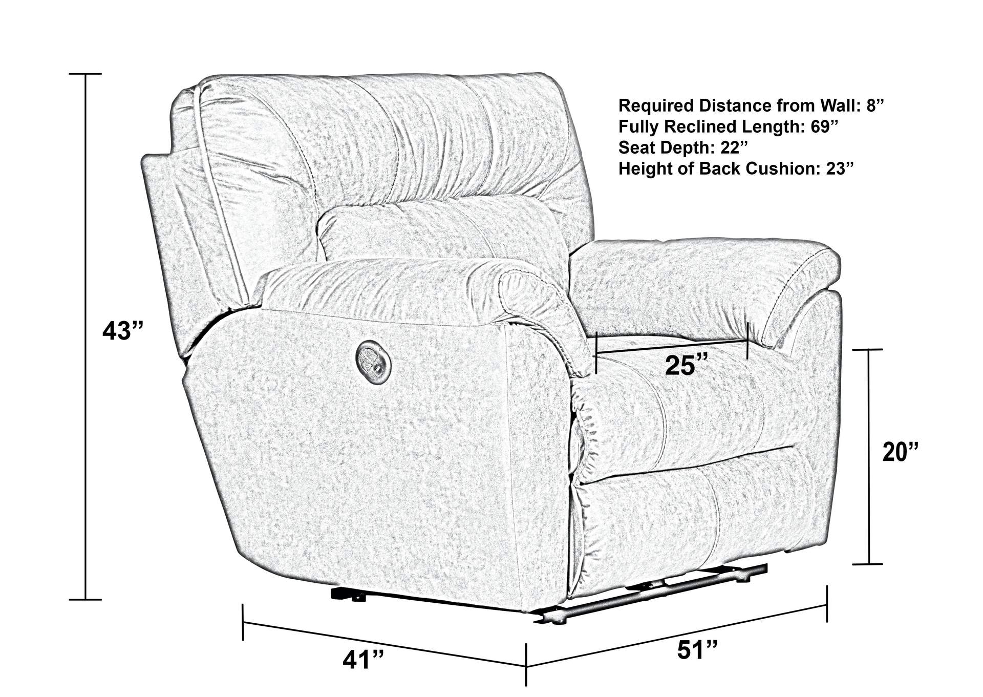 Hollins Power Wall Hugger Recliner image 10