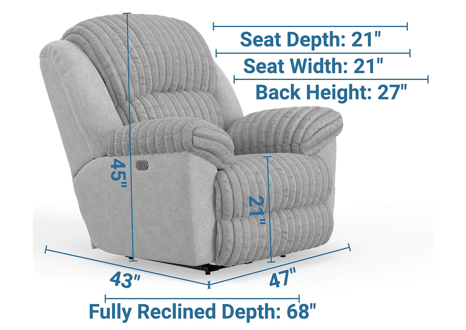 Shaggy Power Lay Flat Recliner with ZERO GRAVITY image 7