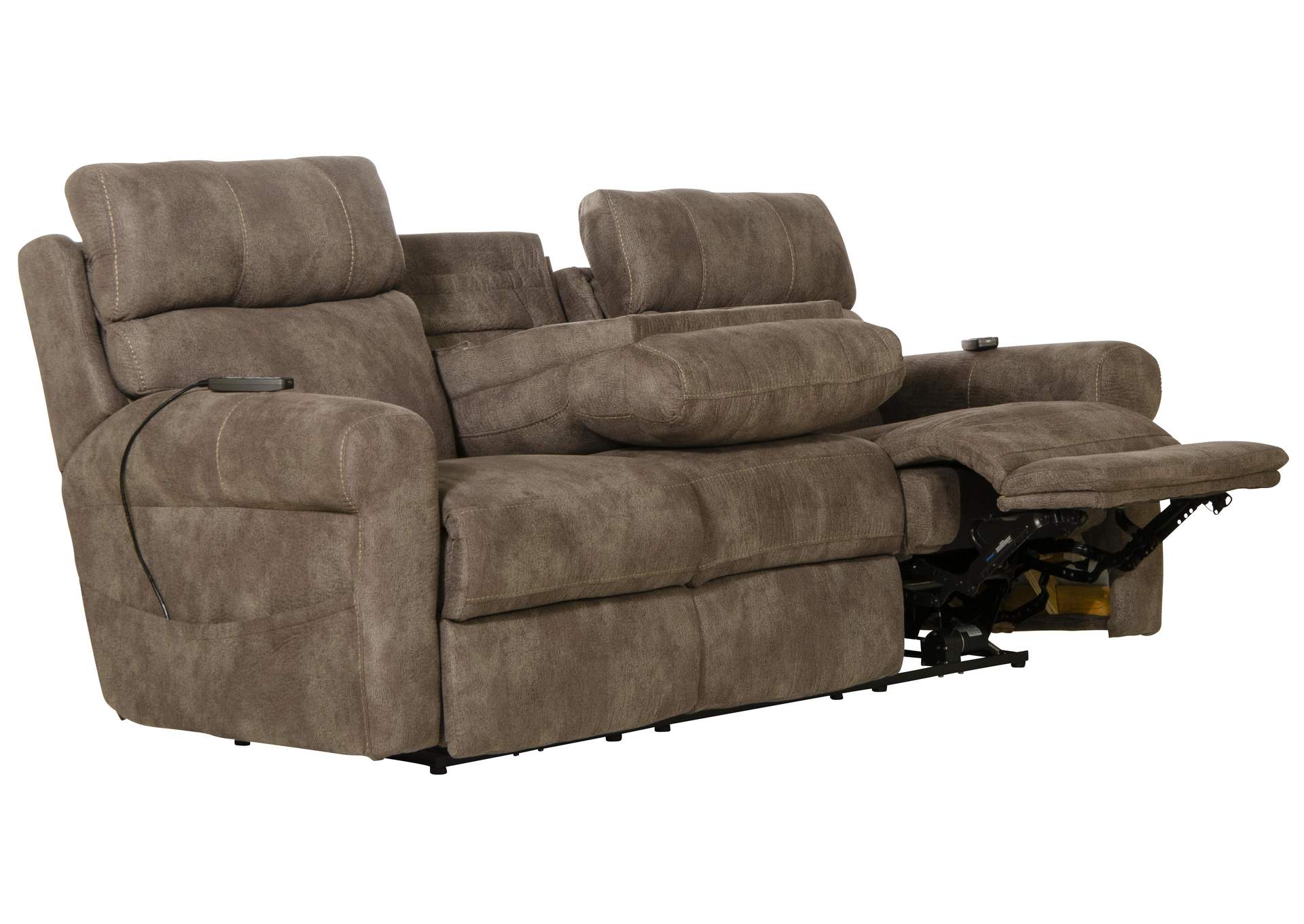 Tranquility Power Headrest Power Layflat Recliner Sofa with Drop Down Table - CR3 Heat and Massageage - Lumbar image 8