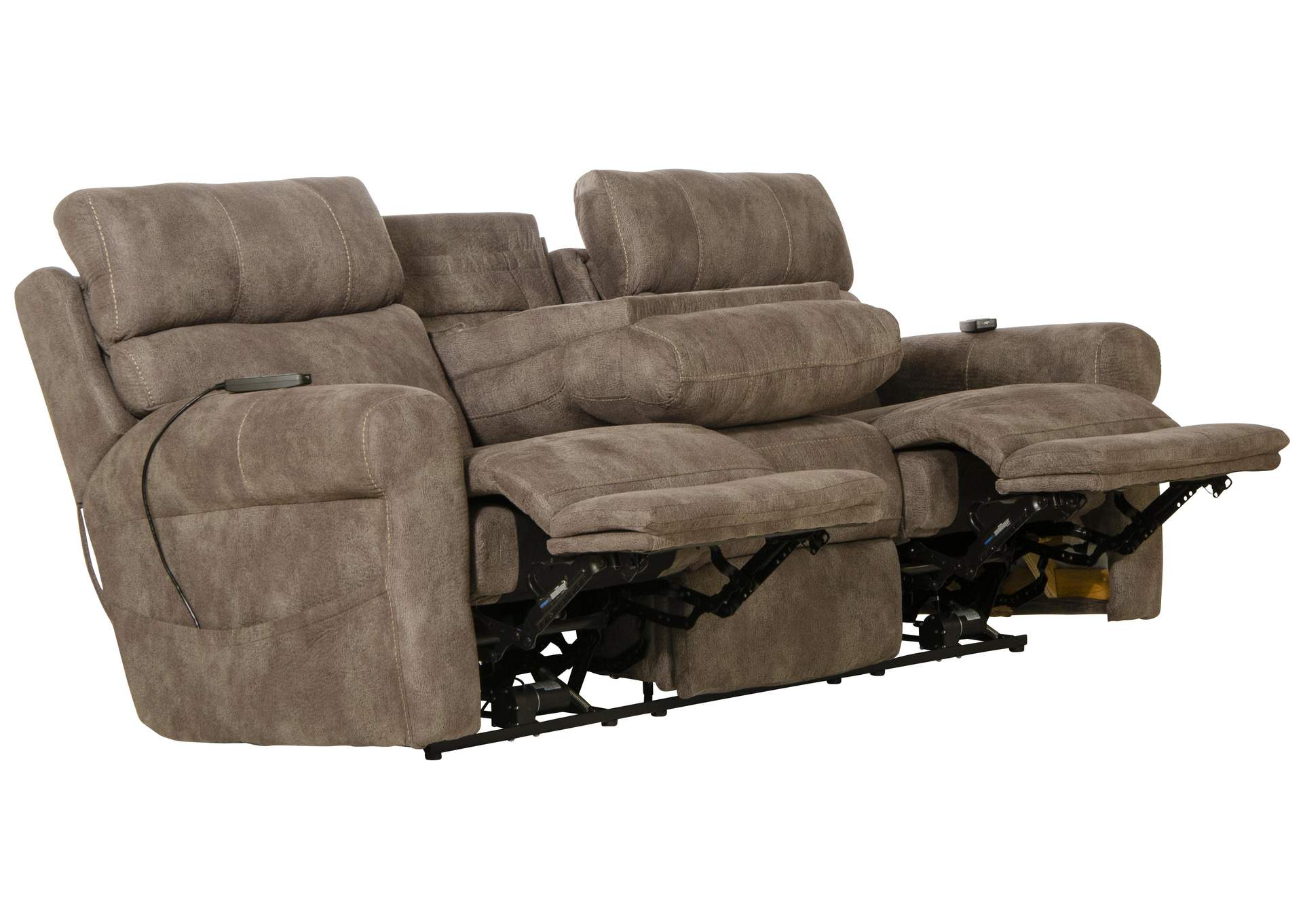 Tranquility Power Headrest Power Layflat Recliner Sofa with Drop Down Table - CR3 Heat and Massageage - Lumbar image 9