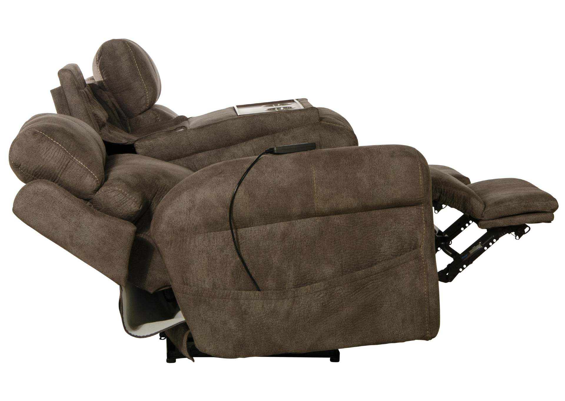 Tranquility Power Headrest Power Layflat Recliner Sofa with Drop Down Table - CR3 Heat and Massageage - Lumbar image 13
