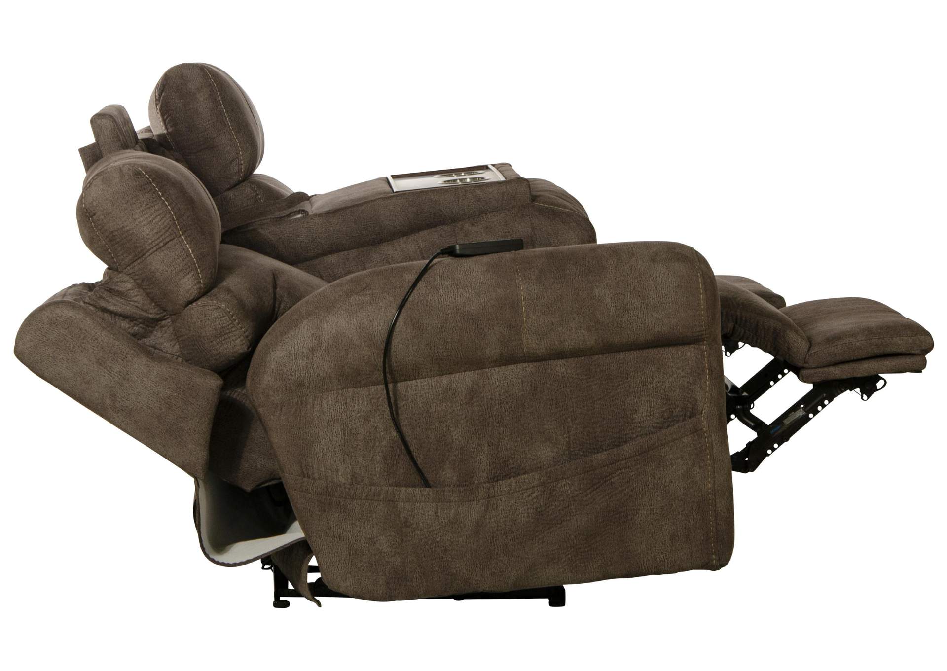 Tranquility Power Headrest Power Layflat Recliner Sofa with Drop Down Table - CR3 Heat and Massageage - Lumbar image 14
