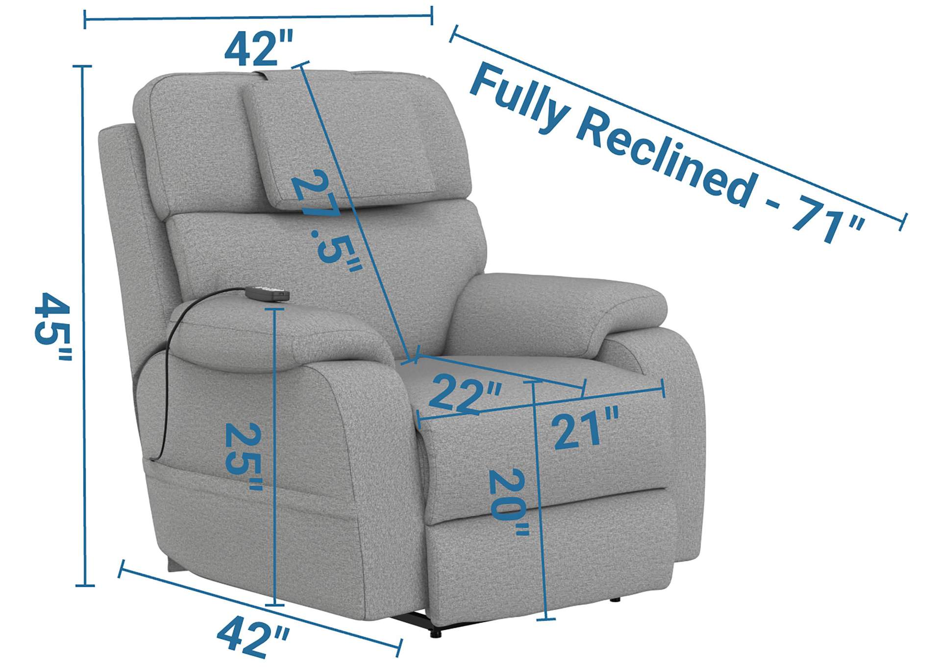 Dreamtime Power Headrest Power Lay Flat Recliner with CR3 Heat and Massageage - ZERO GRAVITY image 4