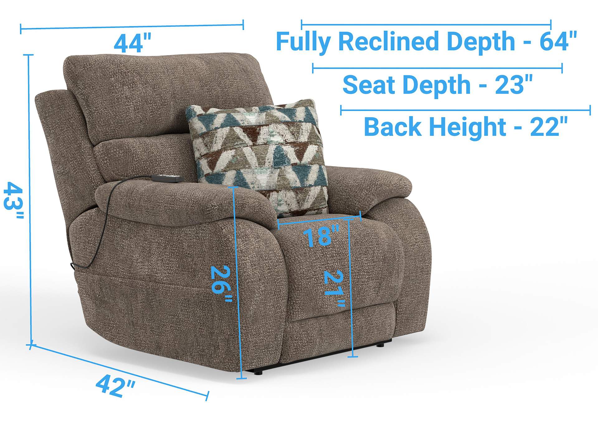 Joya Power Headrest Power Layflat Recliner with CR3 Heat and Massageage - Lumbar - Zg image 12