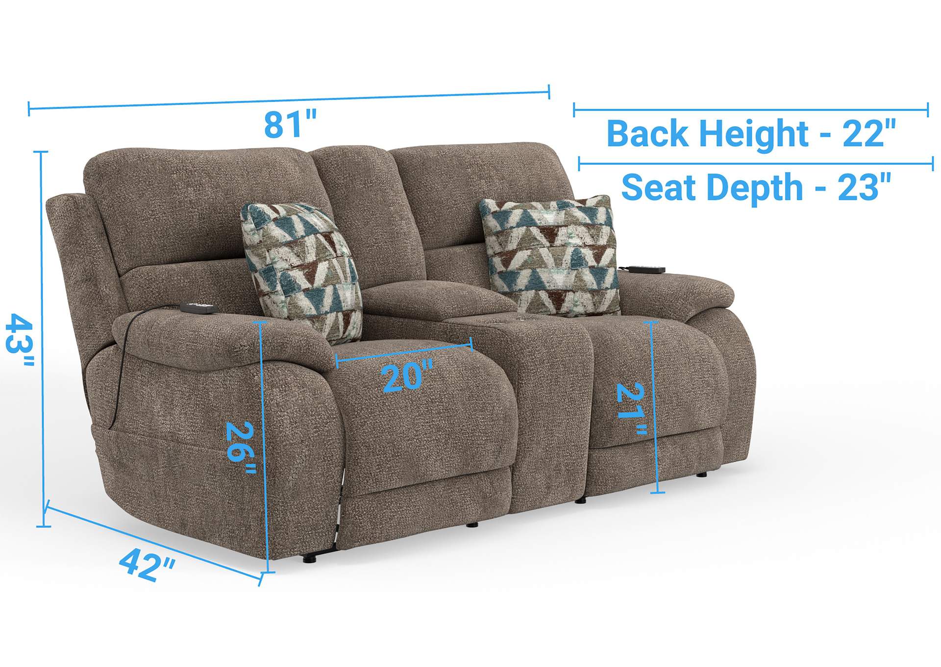 Joya Power Headrest Power Lay Flat Reclining Console Loveseat with CR3 Heat and Massageage - Lumbar - Zg image 9