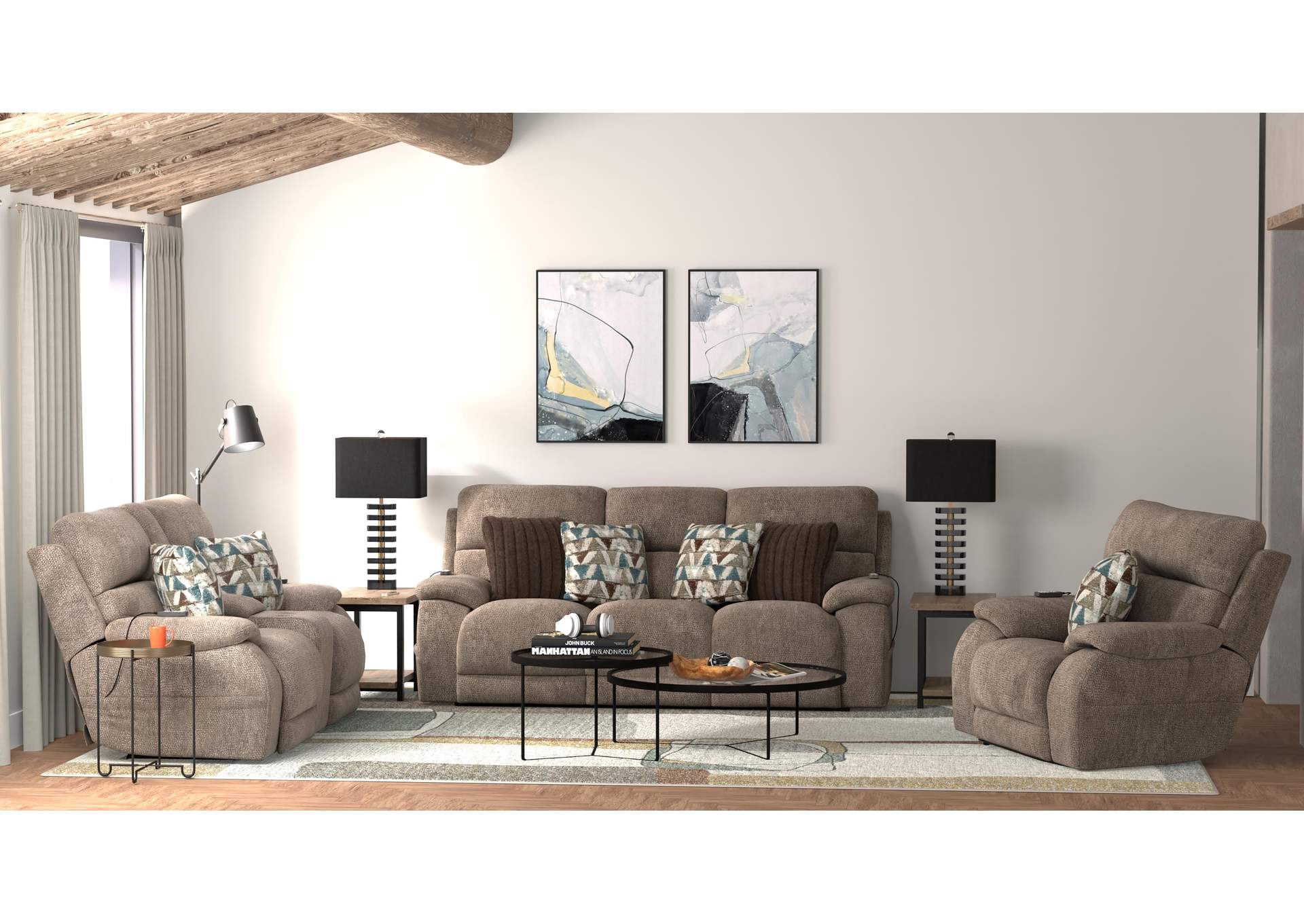 Joya Power Headrest Power Layflat Recliner Sofa with CR3 Heat and Massageage - Lumbar - Zg image 3