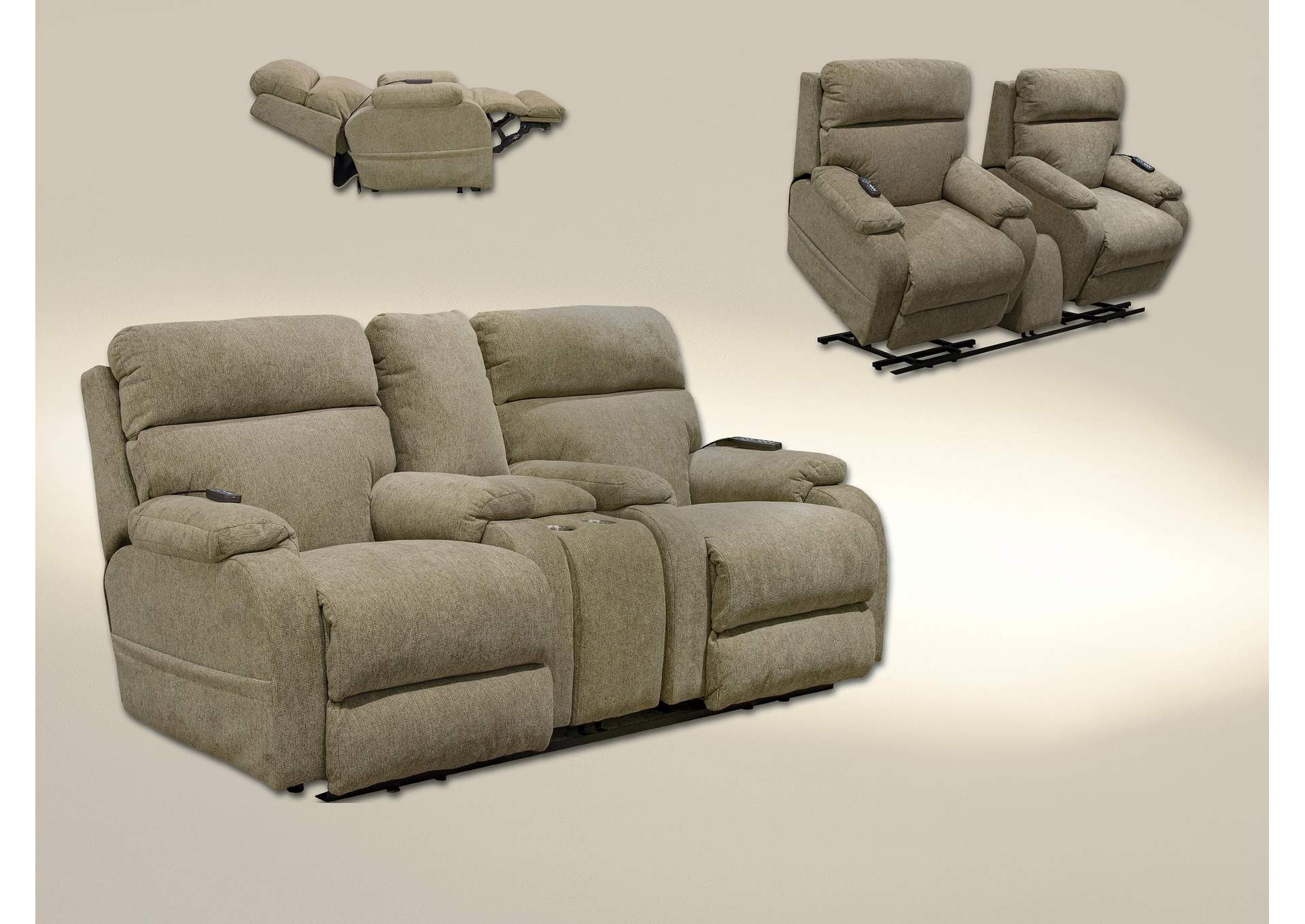 Regenerator Dual Lift Power Headrest Console Loveseat with CR3 Heat and Massageage - Lumbar - ZERO GRAVITY image 1