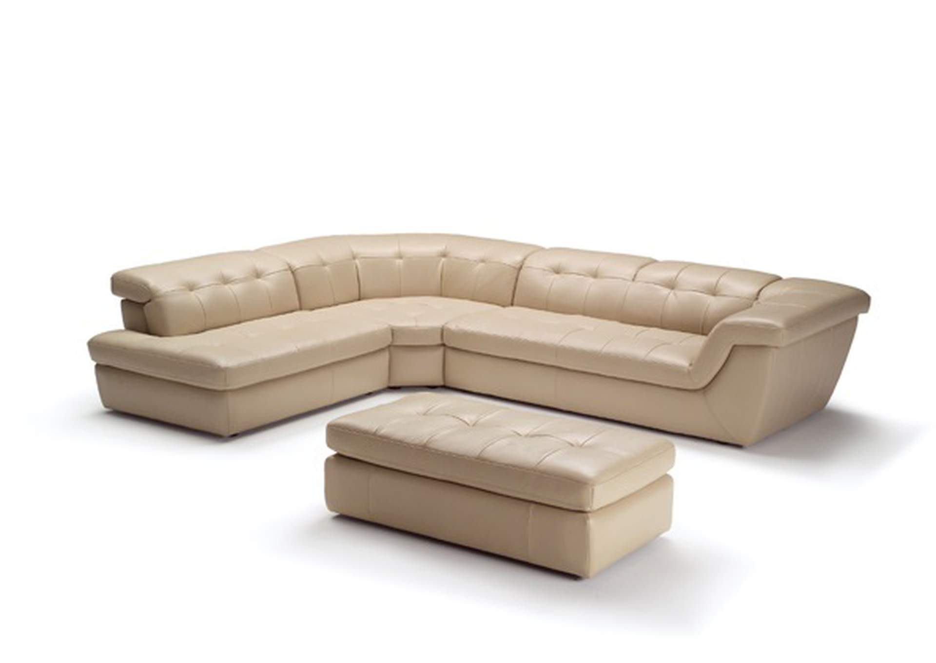 397 Italian Leather Sectional Beige Color In Left Hand Facing image 1