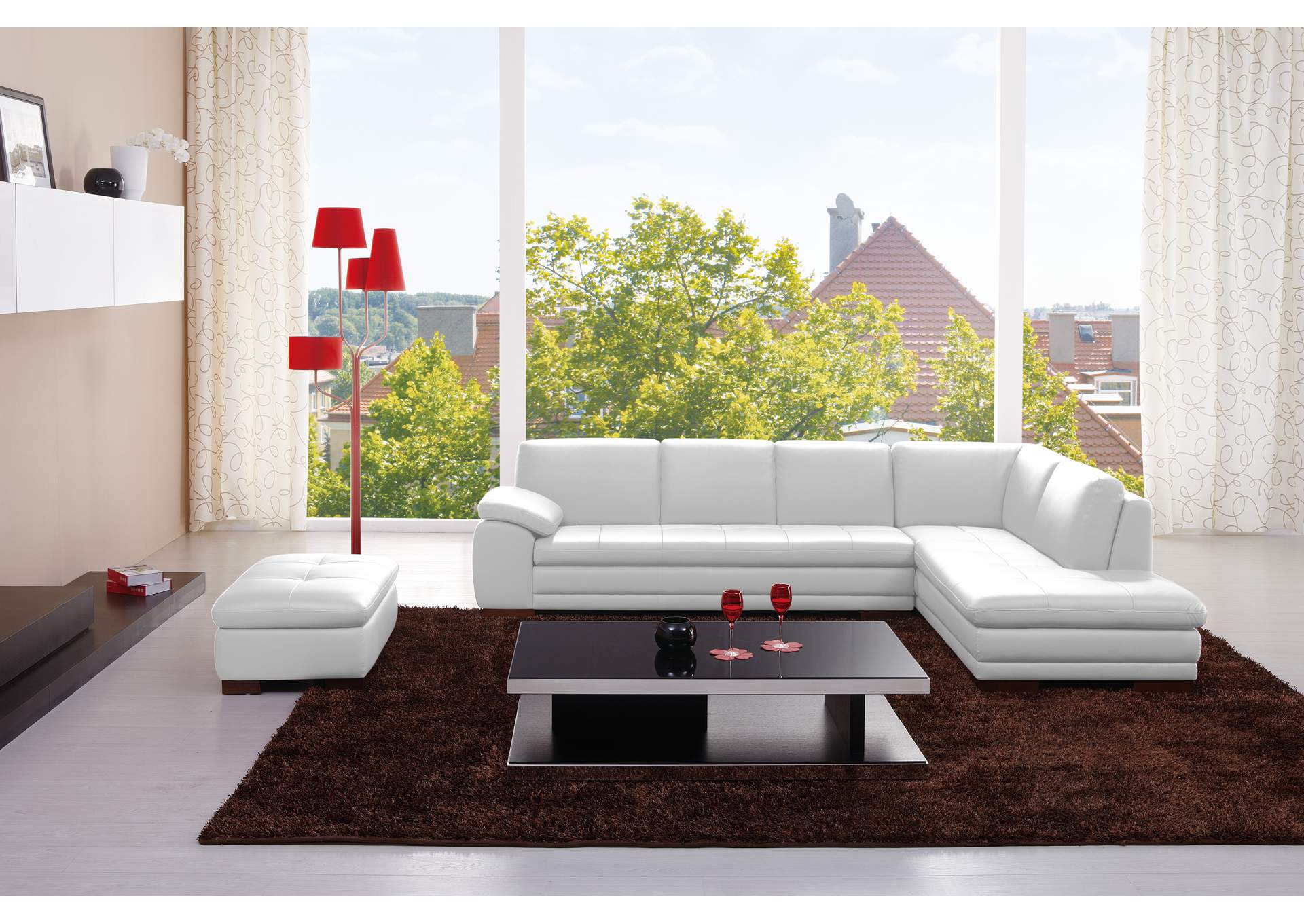 625 Italian Leather Sectional White In Right Hand Facing image 1