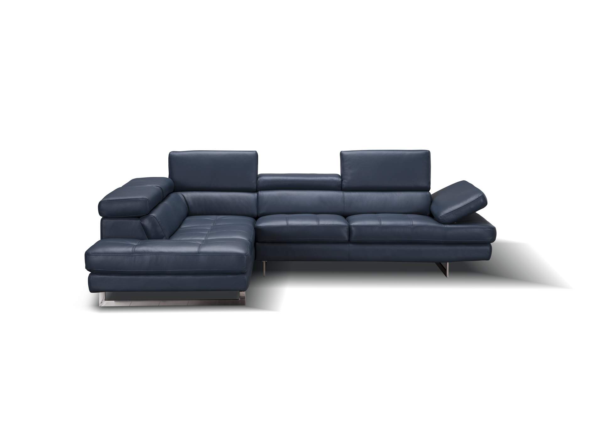 A761 Italian Leather Sectional Blue In Left Hand Facing image 4