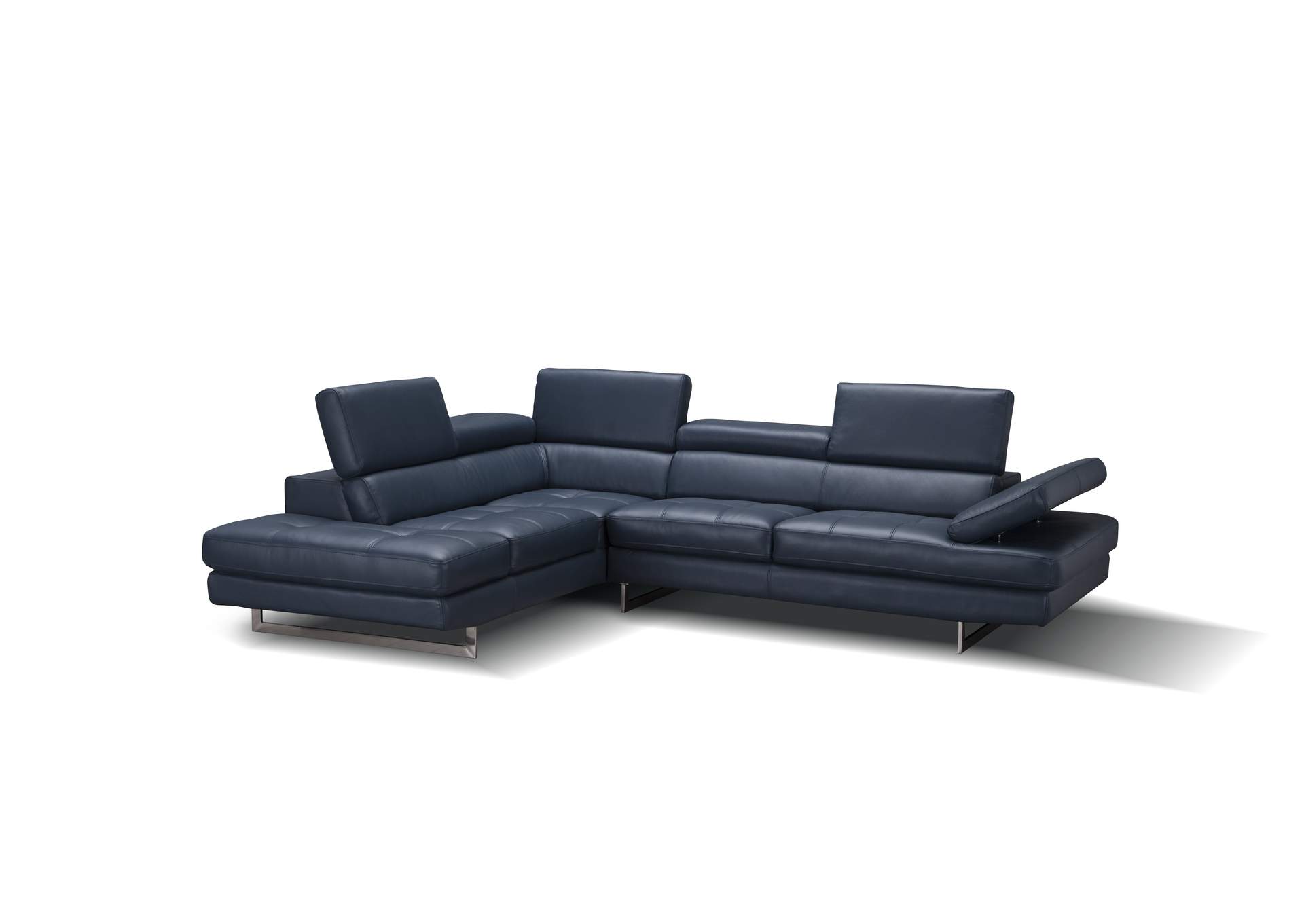 A761 Italian Leather Sectional Blue In Left Hand Facing image 1