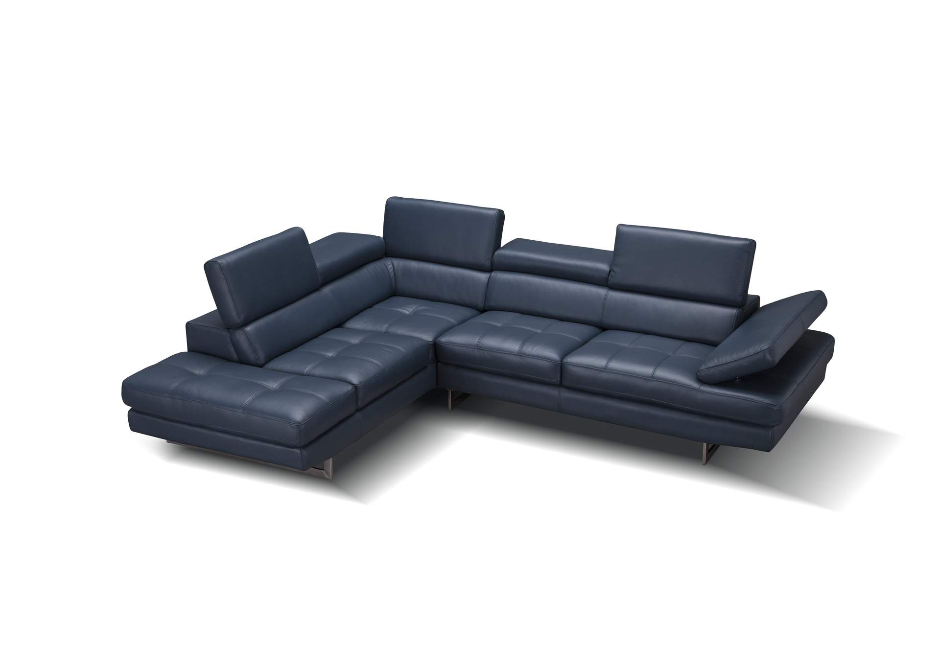 A761 Italian Leather Sectional Blue In Left Hand Facing image 3