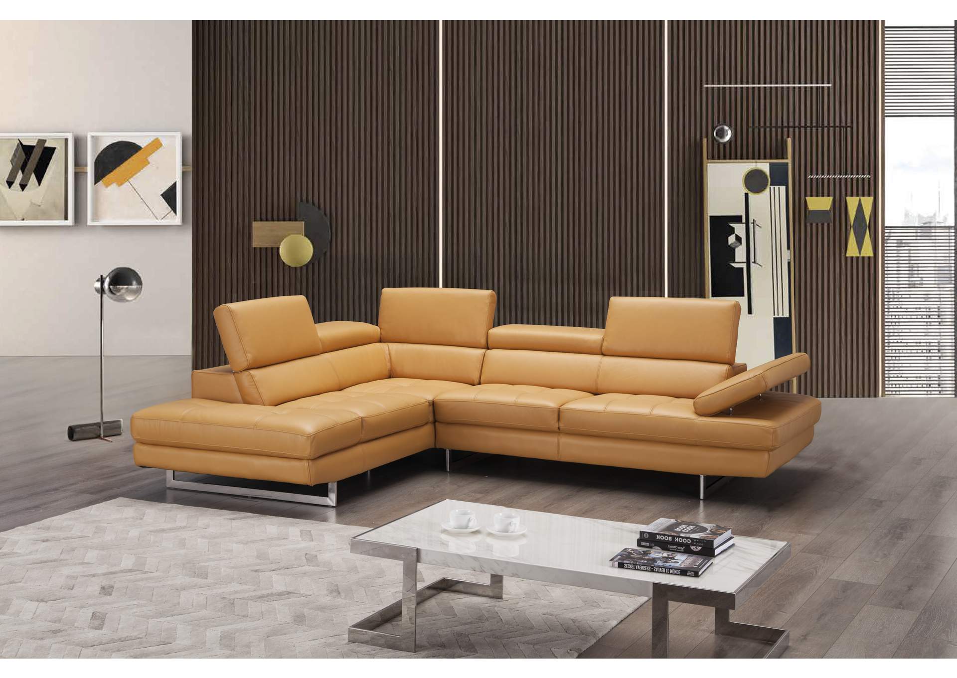 A761 Italian Leather Sectional Freesia In Left Hand Facing image 5