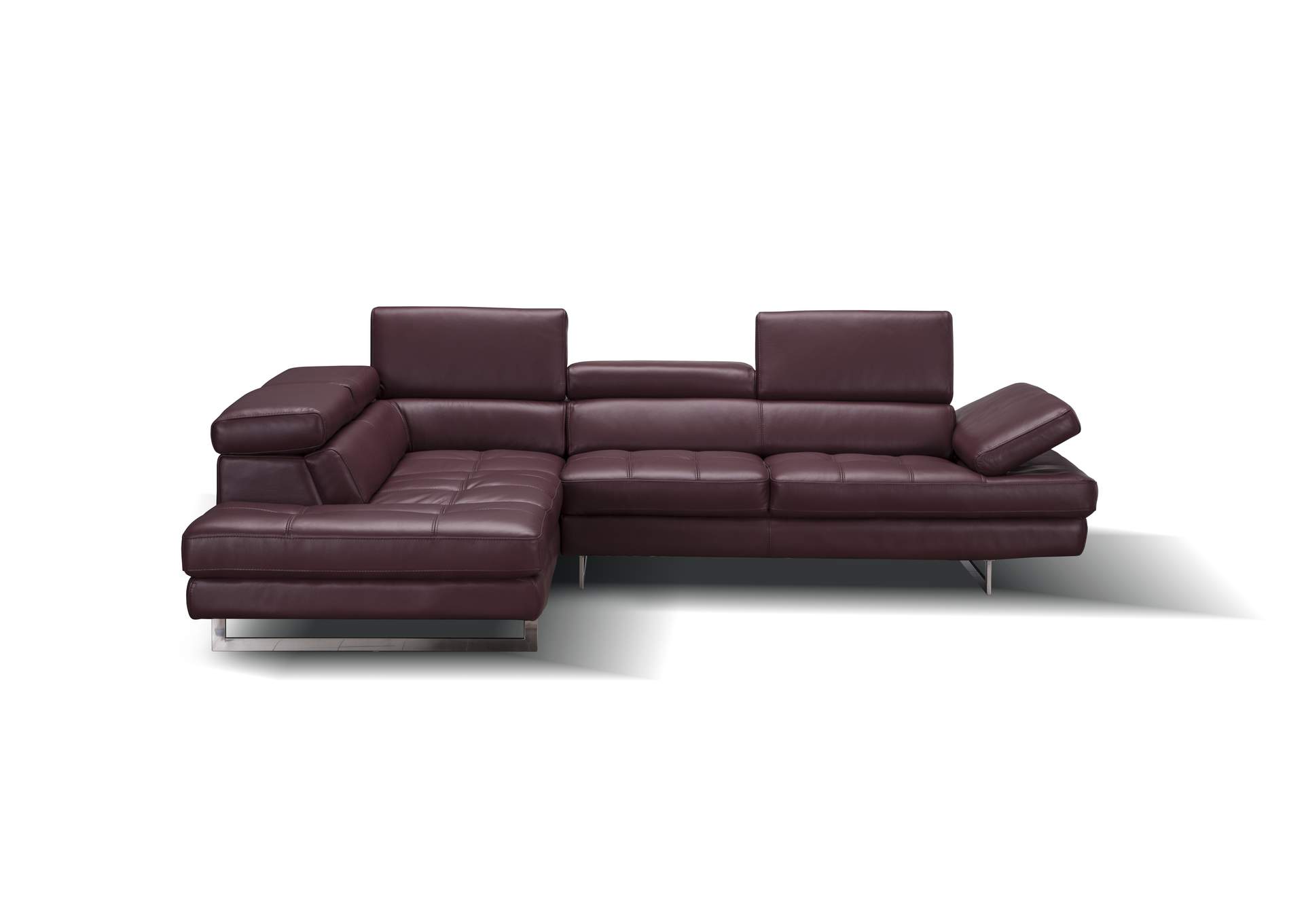 A761 Italian Leather Sectional Maroon In Left Hand Facing image 3