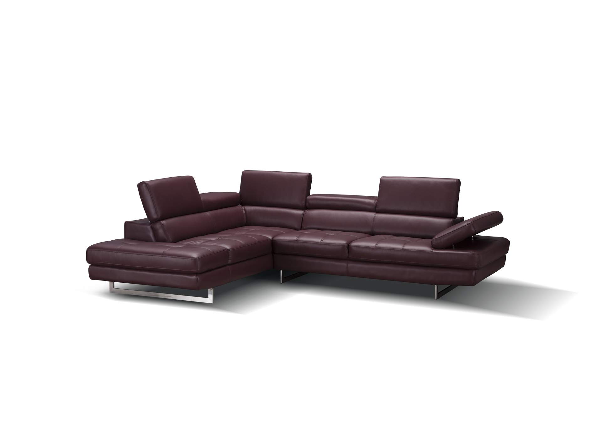 A761 Italian Leather Sectional Maroon In Left Hand Facing image 1