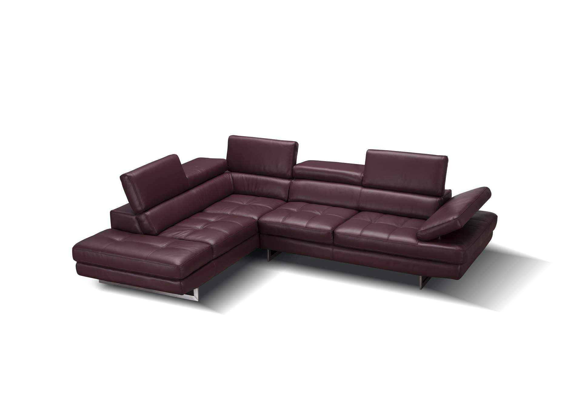 A761 Italian Leather Sectional Maroon In Left Hand Facing image 4