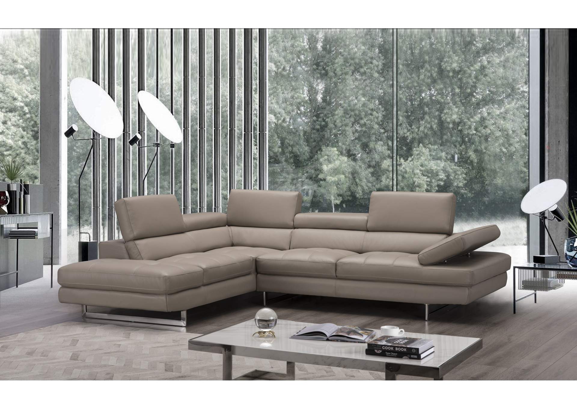 A761 Italian Leather Sectional Peanut In Left Hand Facing image 1