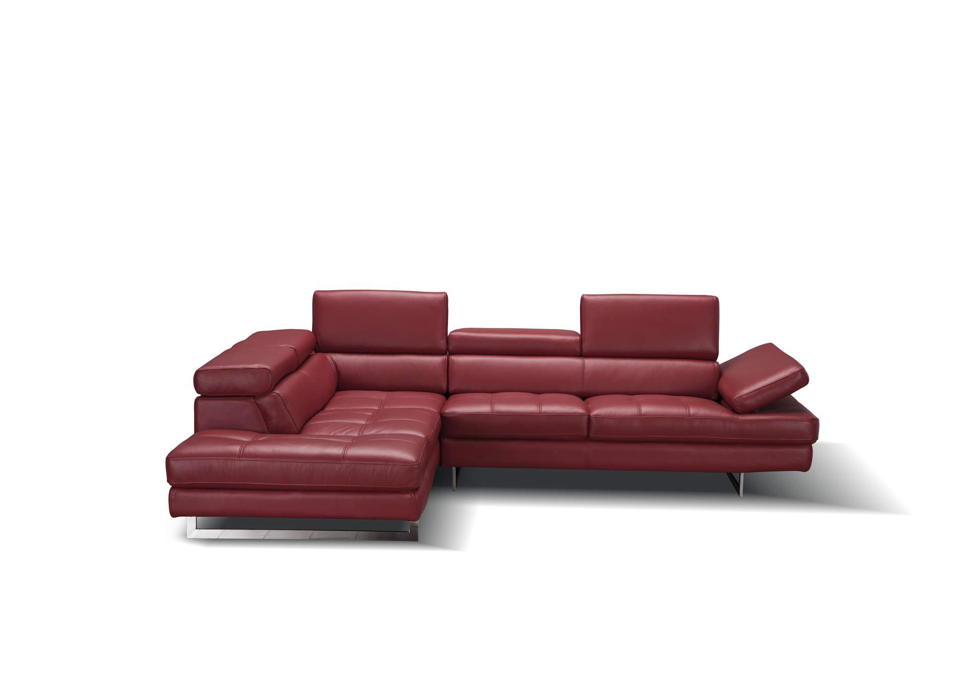 A761 Italian Leather Sectional Red In Left Hand Facing image 3