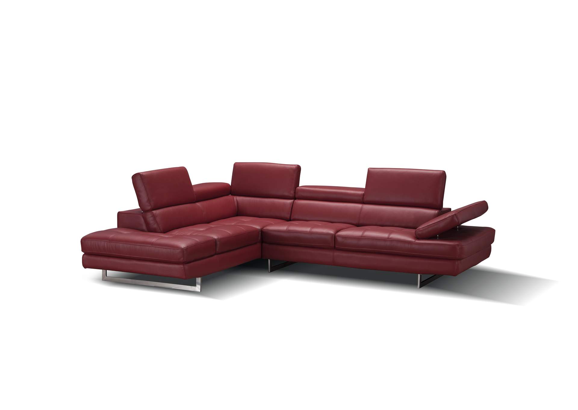 A761 Italian Leather Sectional Red In Left Hand Facing image 1