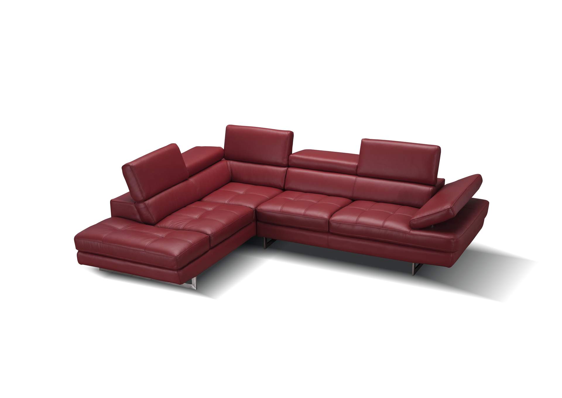 A761 Italian Leather Sectional Red In Left Hand Facing image 4