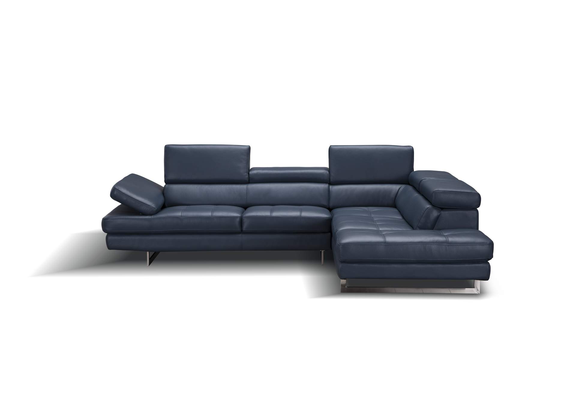 A761 Italian Leather Sectional Blue In Right Hand Facing image 4