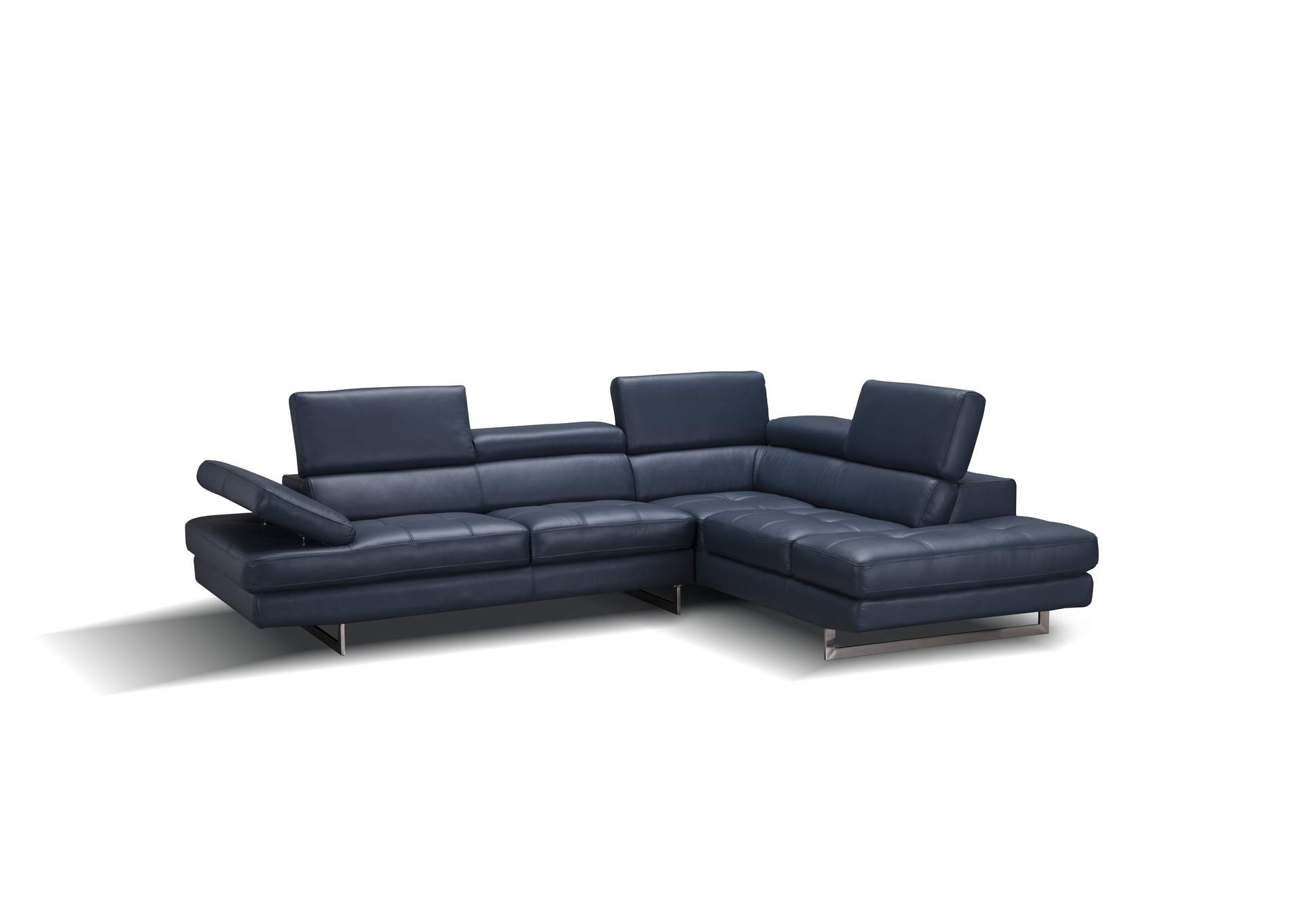 A761 Italian Leather Sectional Blue In Right Hand Facing image 1