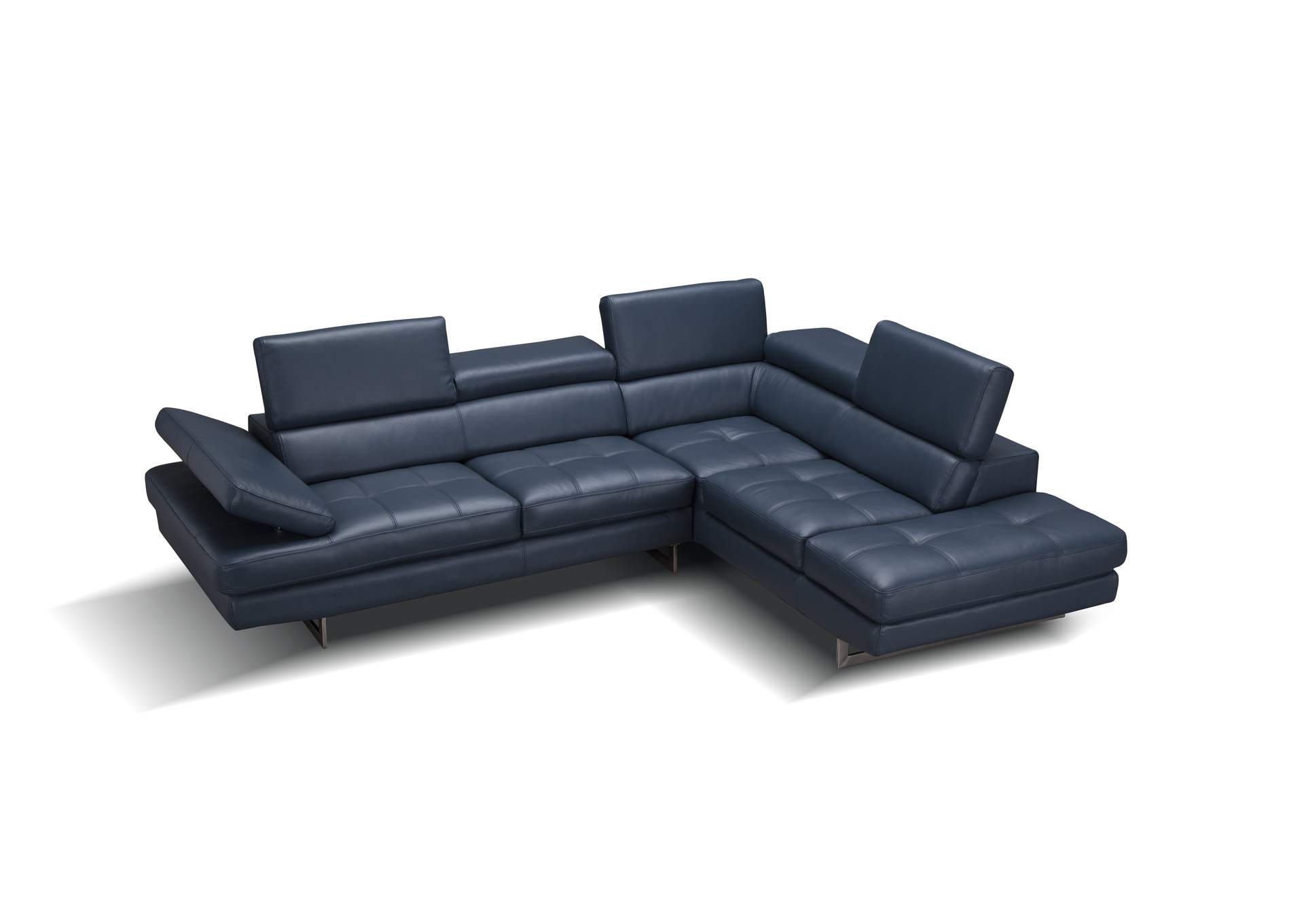 A761 Italian Leather Sectional Blue In Right Hand Facing image 3