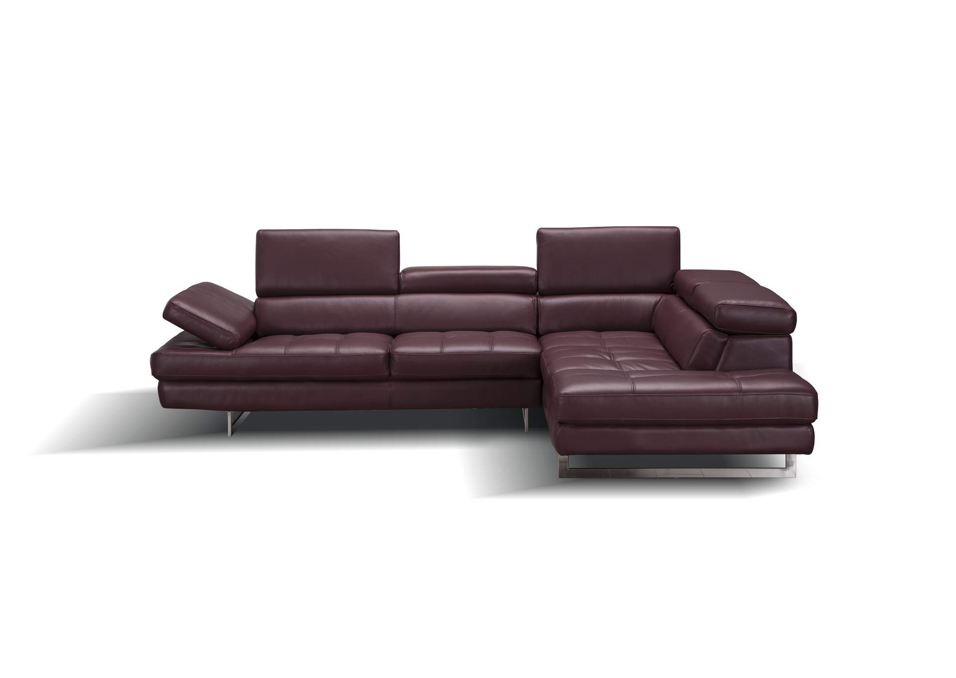 A761 Italian Leather Sectional Maroon In Right Hand Facing image 3