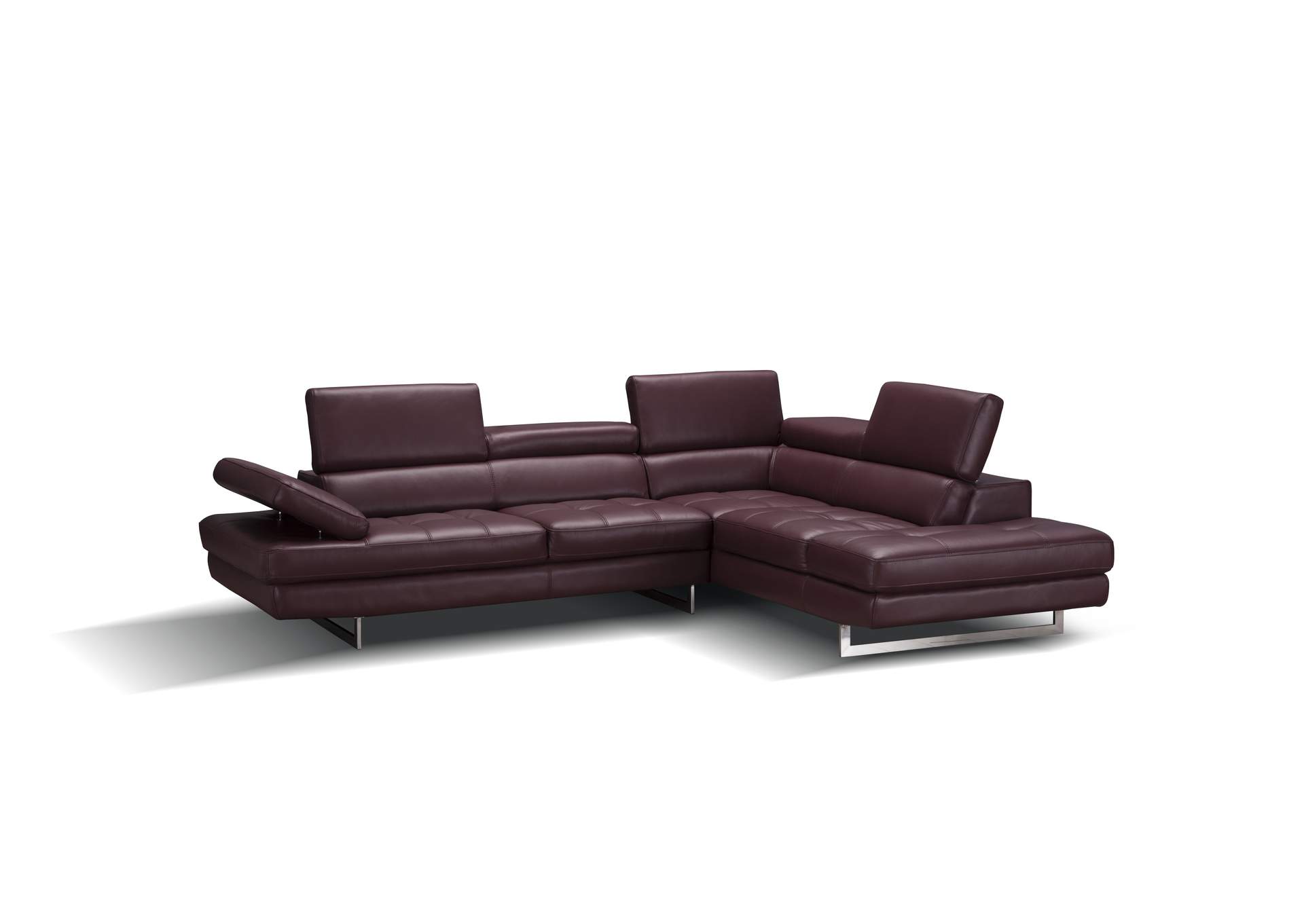 A761 Italian Leather Sectional Maroon In Right Hand Facing image 1