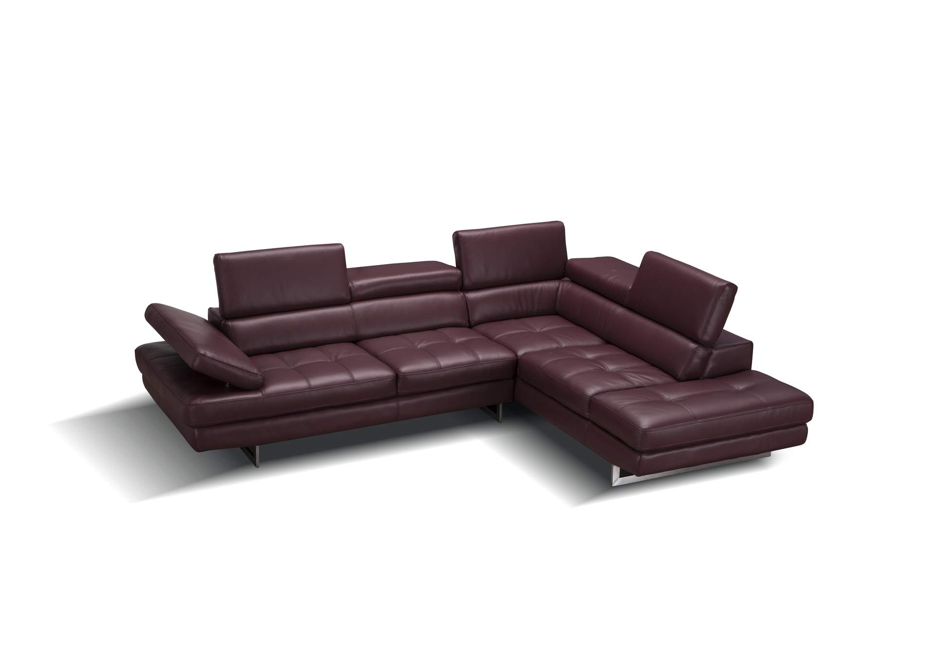 A761 Italian Leather Sectional Maroon In Right Hand Facing image 4