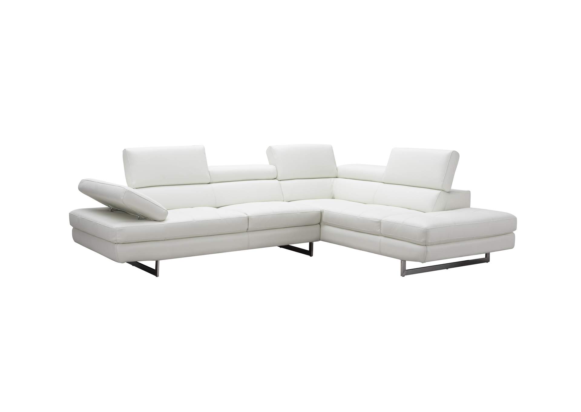 A761 Italian Leather Sectional White In Right Hand Facing image 3
