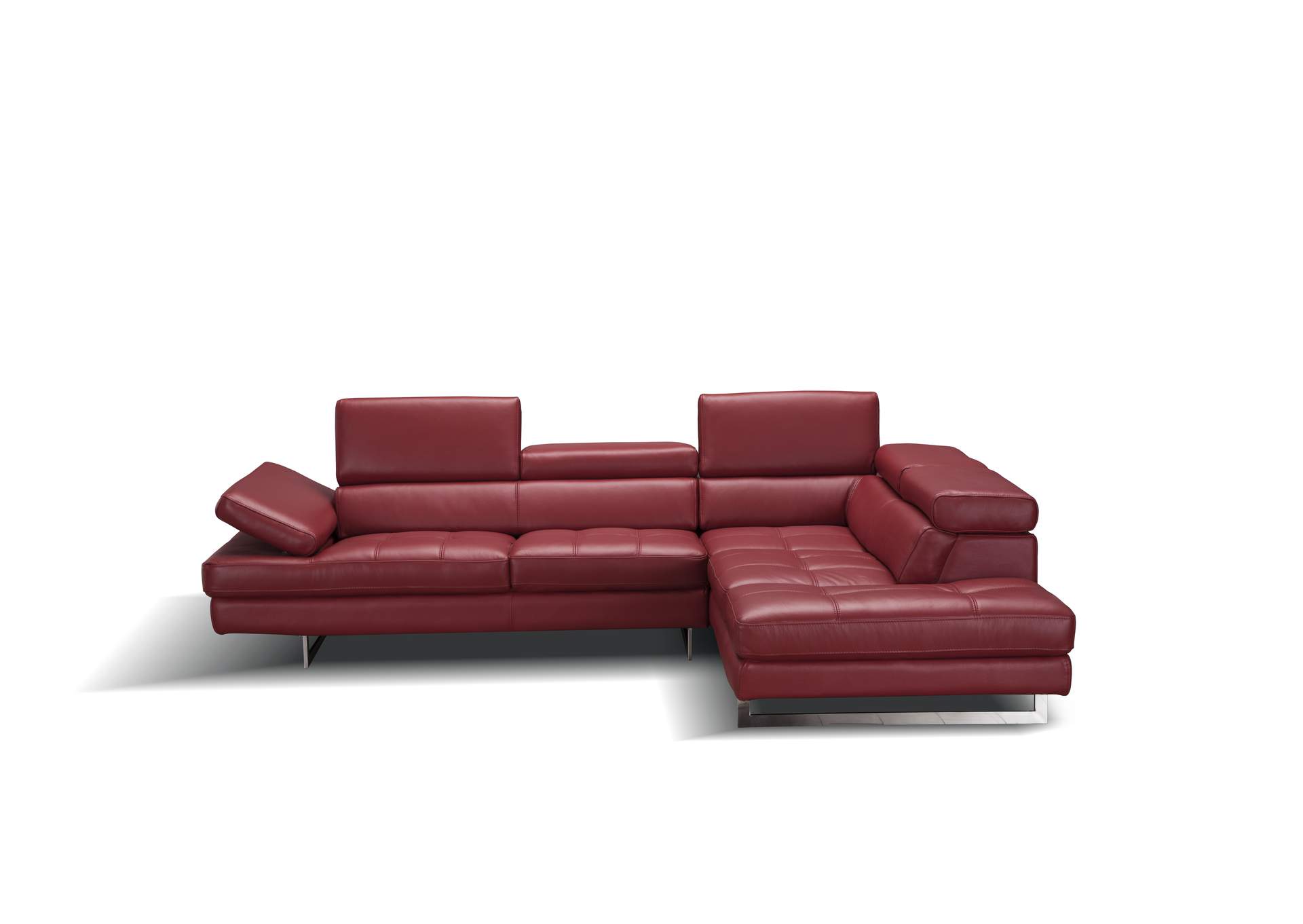 A761 Italian Leather Sectional Red In Right Hand Facing image 3