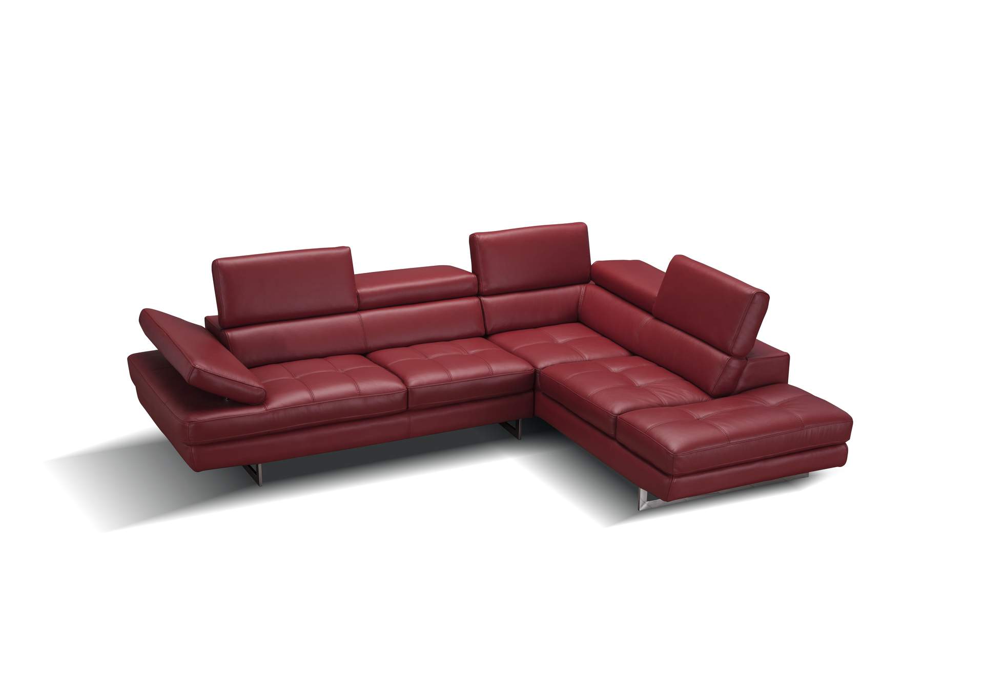 A761 Italian Leather Sectional Red In Right Hand Facing image 4