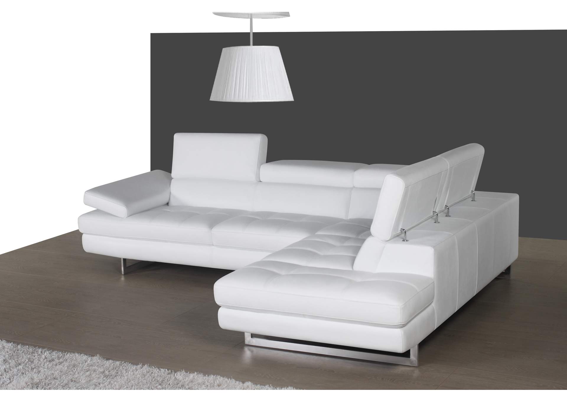 A761 Italian Leather Sectional Snow White In Right Hand Facing image 1