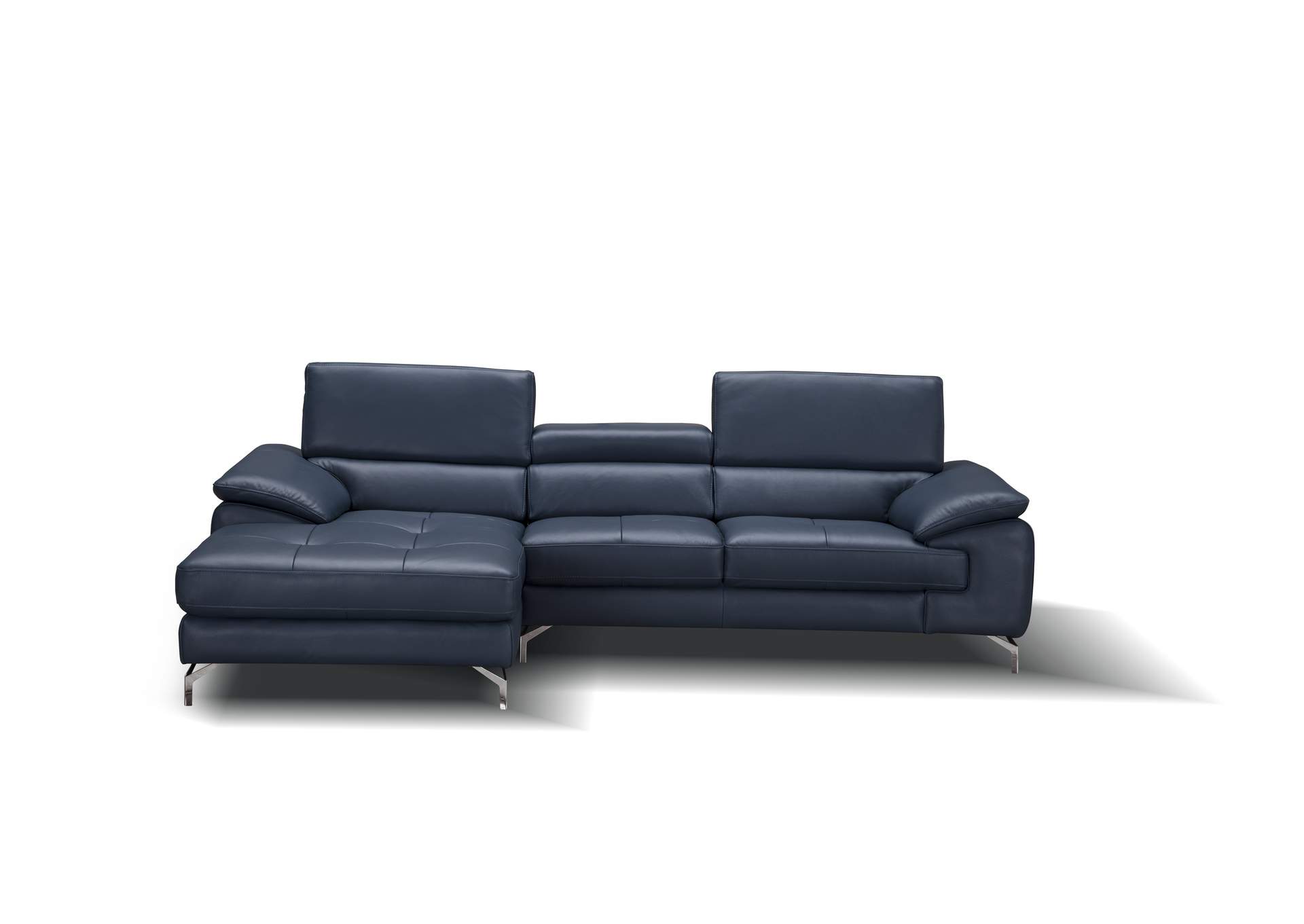 A973B Italian Leather Mini Sectional Left Facing Chaise In Blue image 4
