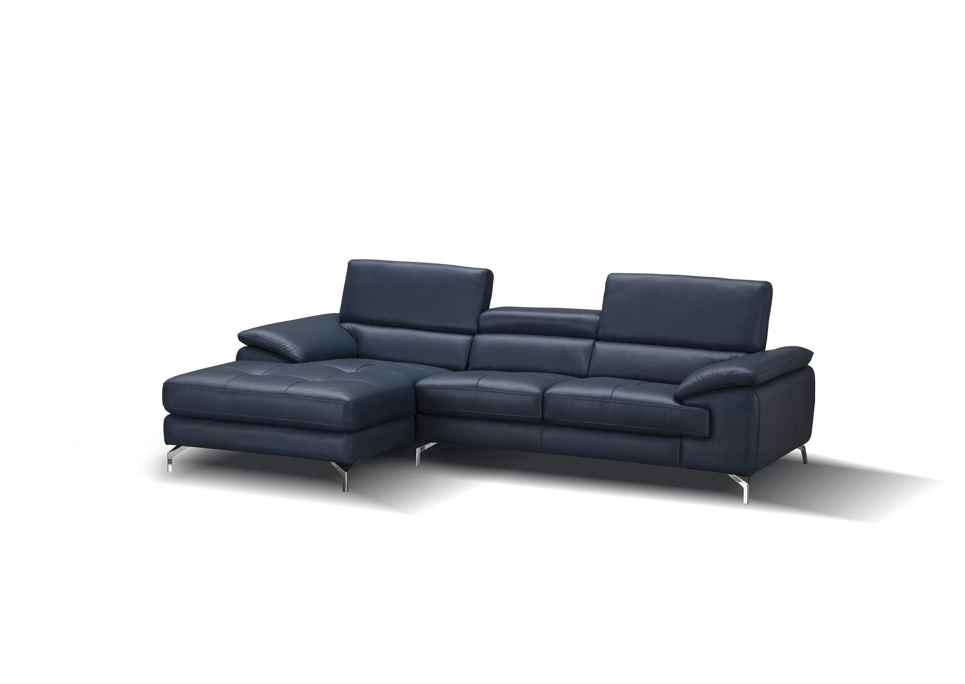 A973B Italian Leather Mini Sectional Left Facing Chaise In Blue image 1