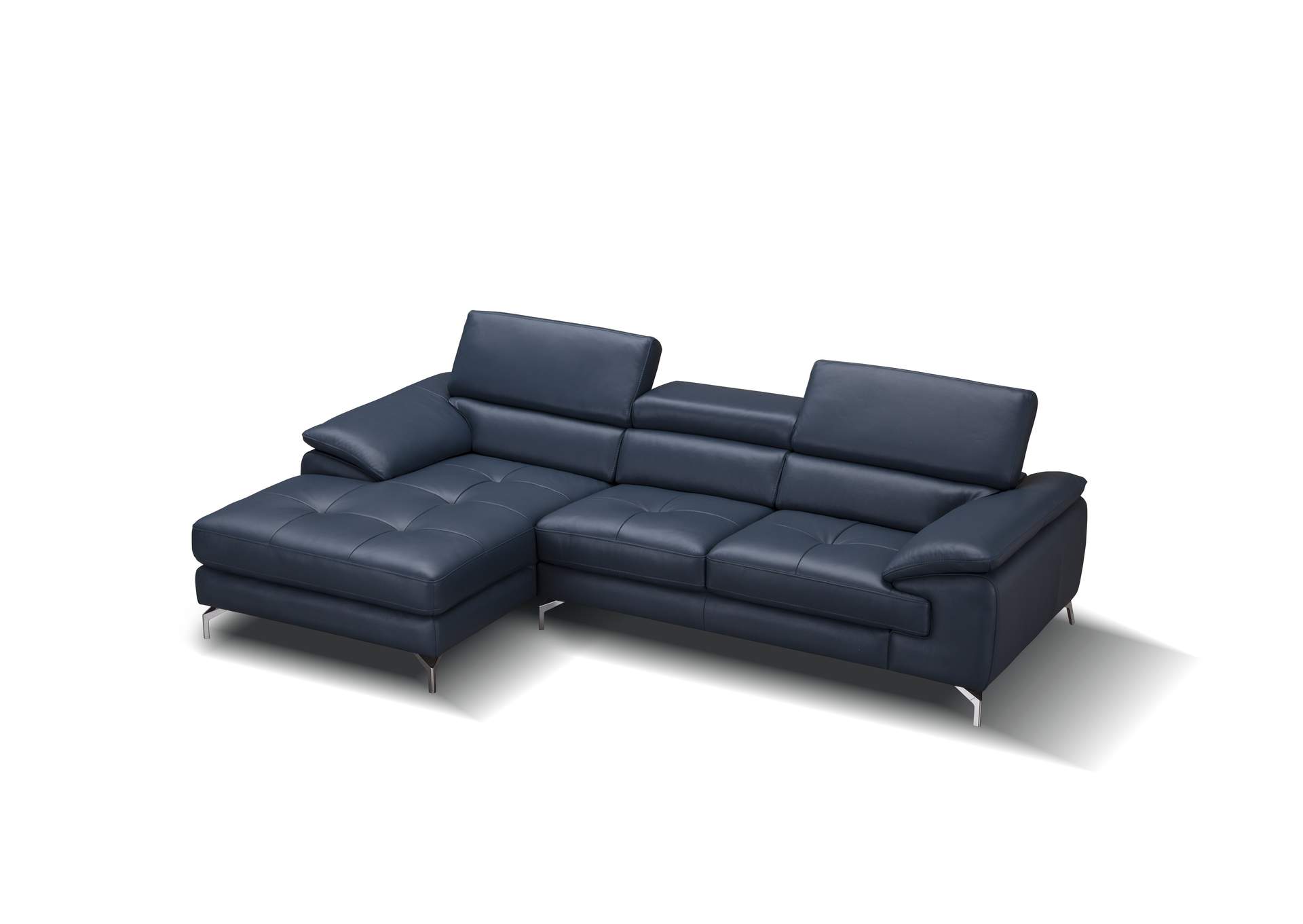 A973B Italian Leather Mini Sectional Left Facing Chaise In Blue image 3