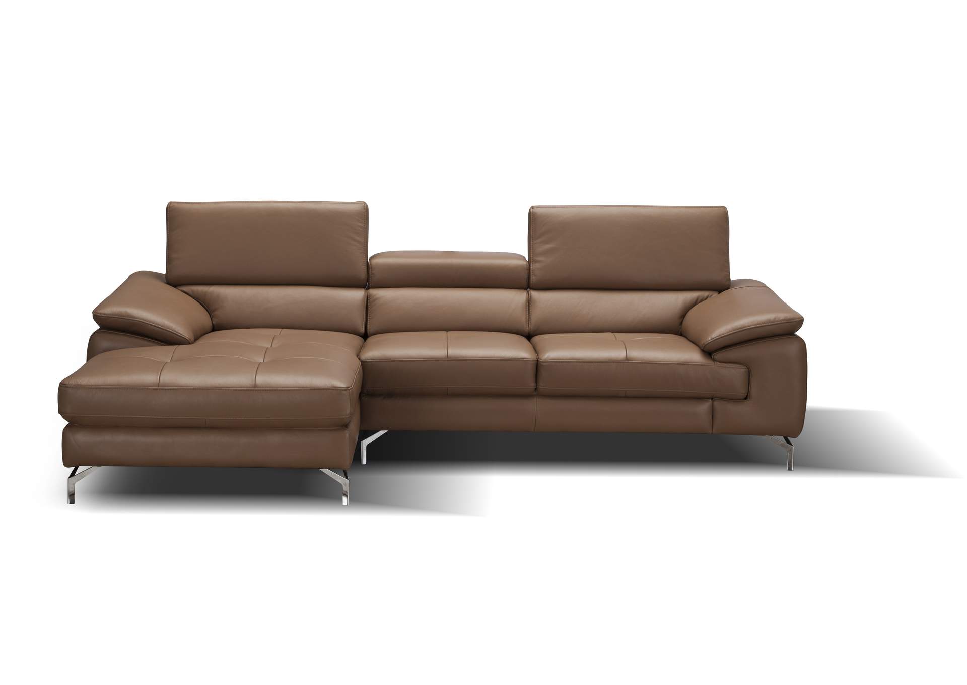 A973B Italian Leather Mini Sectional Left Facing Chaise In Caramel image 1
